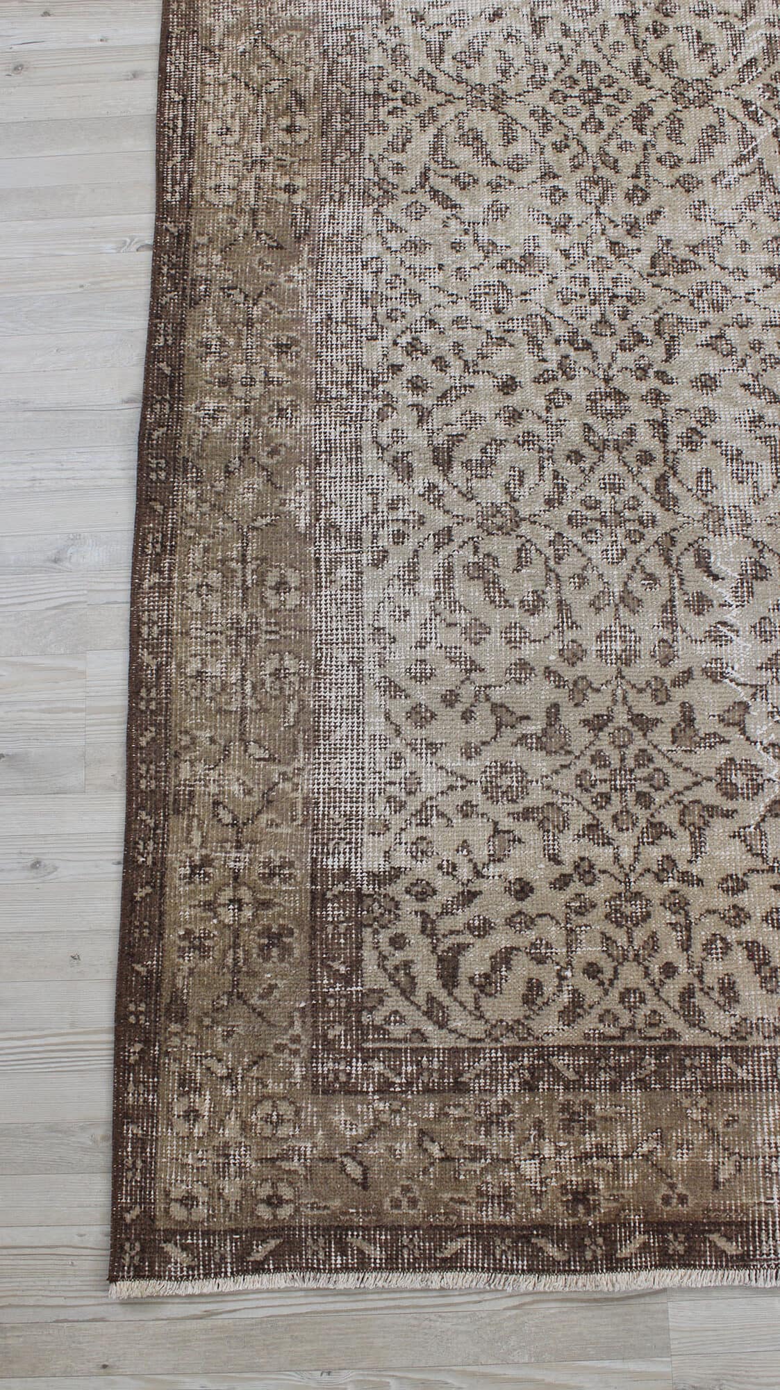 Distressed Wool Vintage Handmade Rug — detail view 4, handmade vintage rug