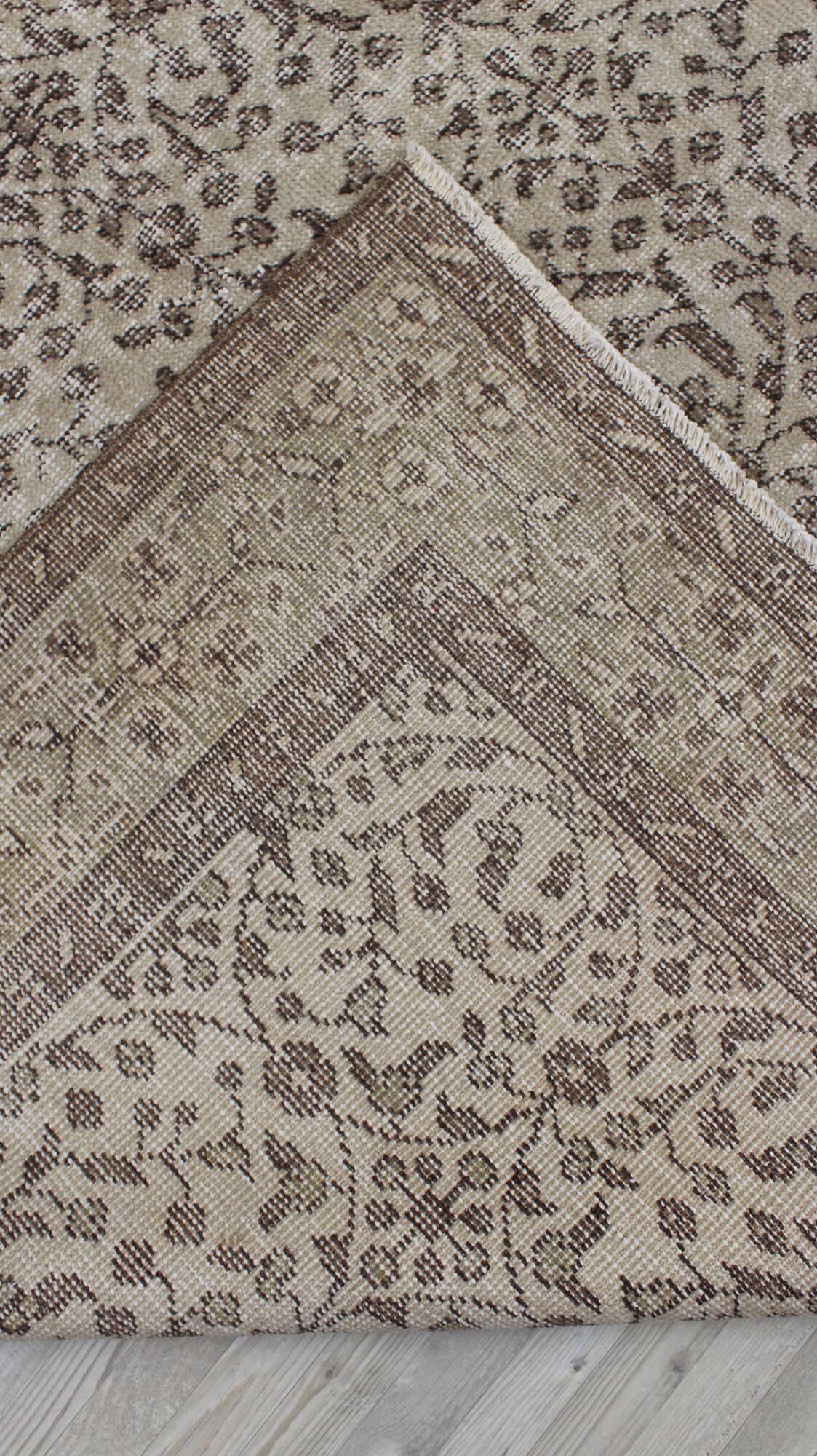 Distressed Wool Vintage Handmade Rug — detail view 5, handmade vintage rug