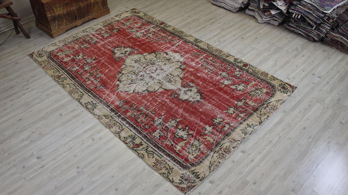 Vintage Handwoven Rug, vintage rug, Handmade, hand-knotted wool, size 167 × 256 cm, from Demirci