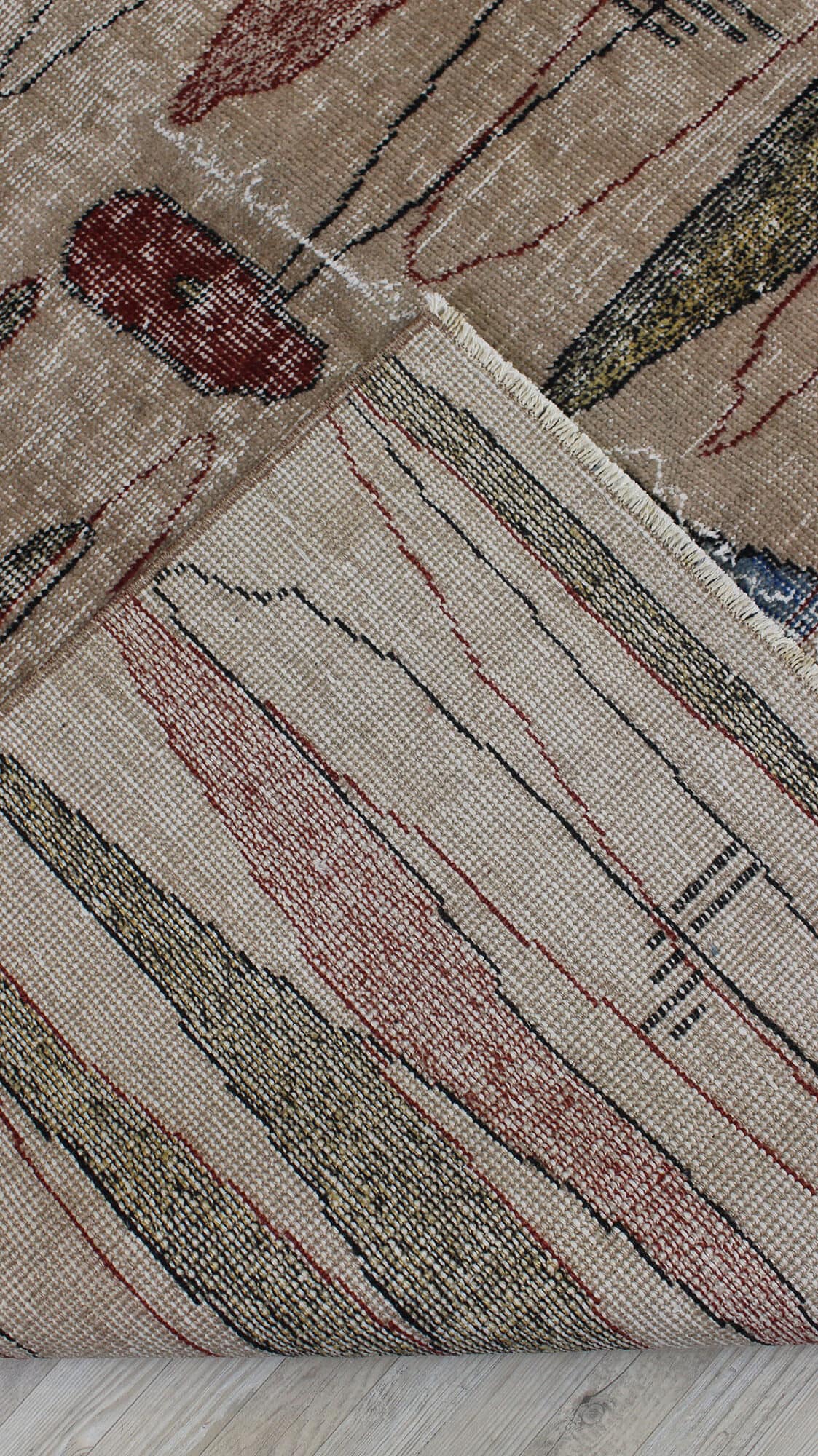 Vintage Handwoven Rug, Distressed — detail view 5, handmade vintage rug