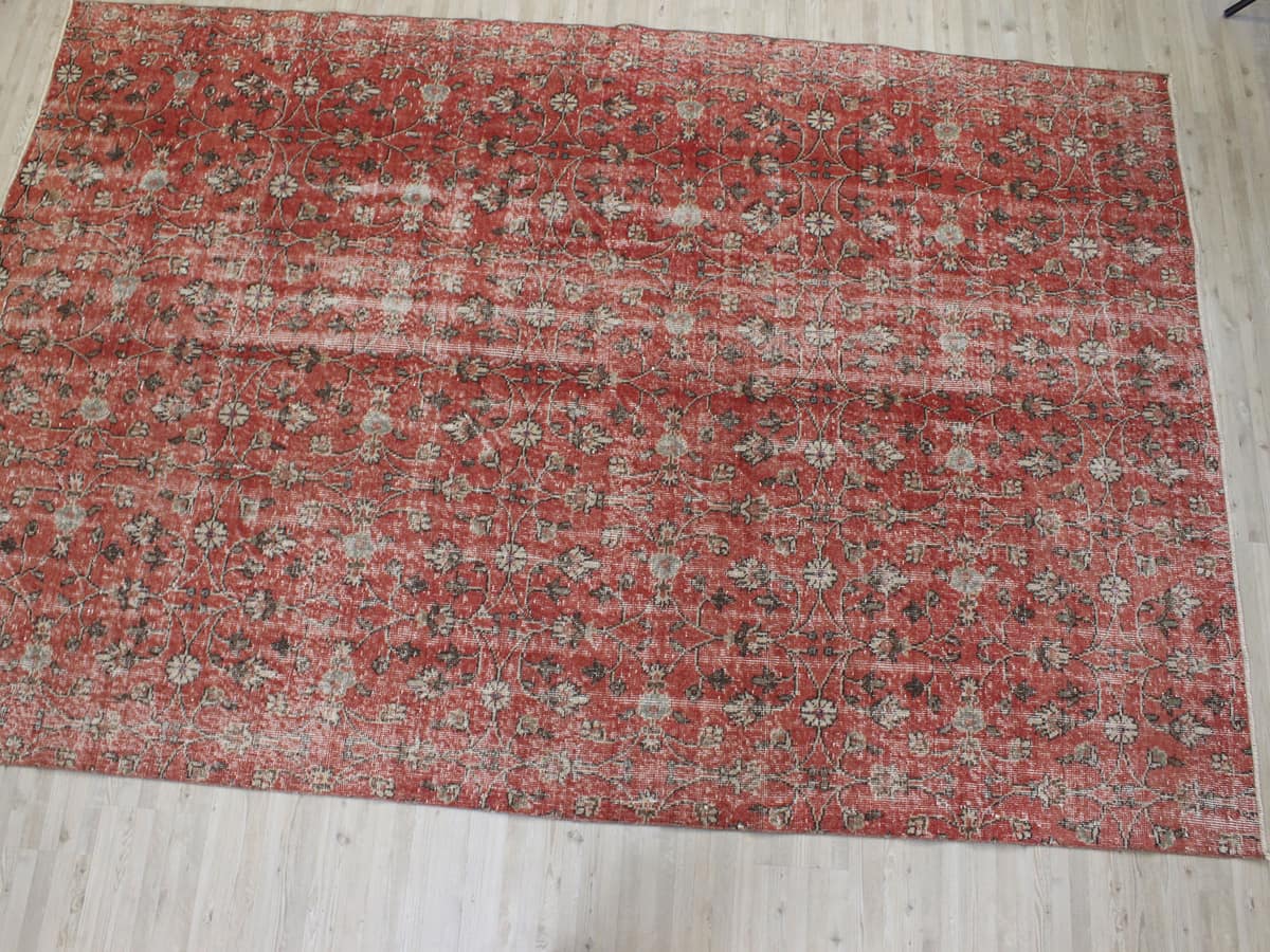Vintage Handmade Rug, Distressed — detail view 2, handmade vintage rug