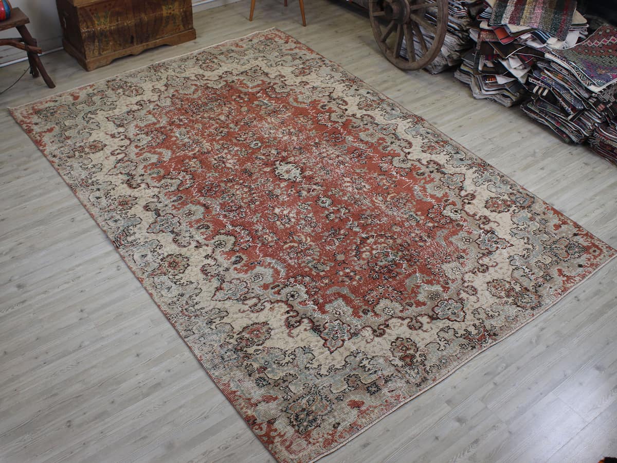 Handwoven Wool Rug, Vintage, vintage rug, Handmade, hand-knotted wool, size 214 × 317 cm, from Anatolia