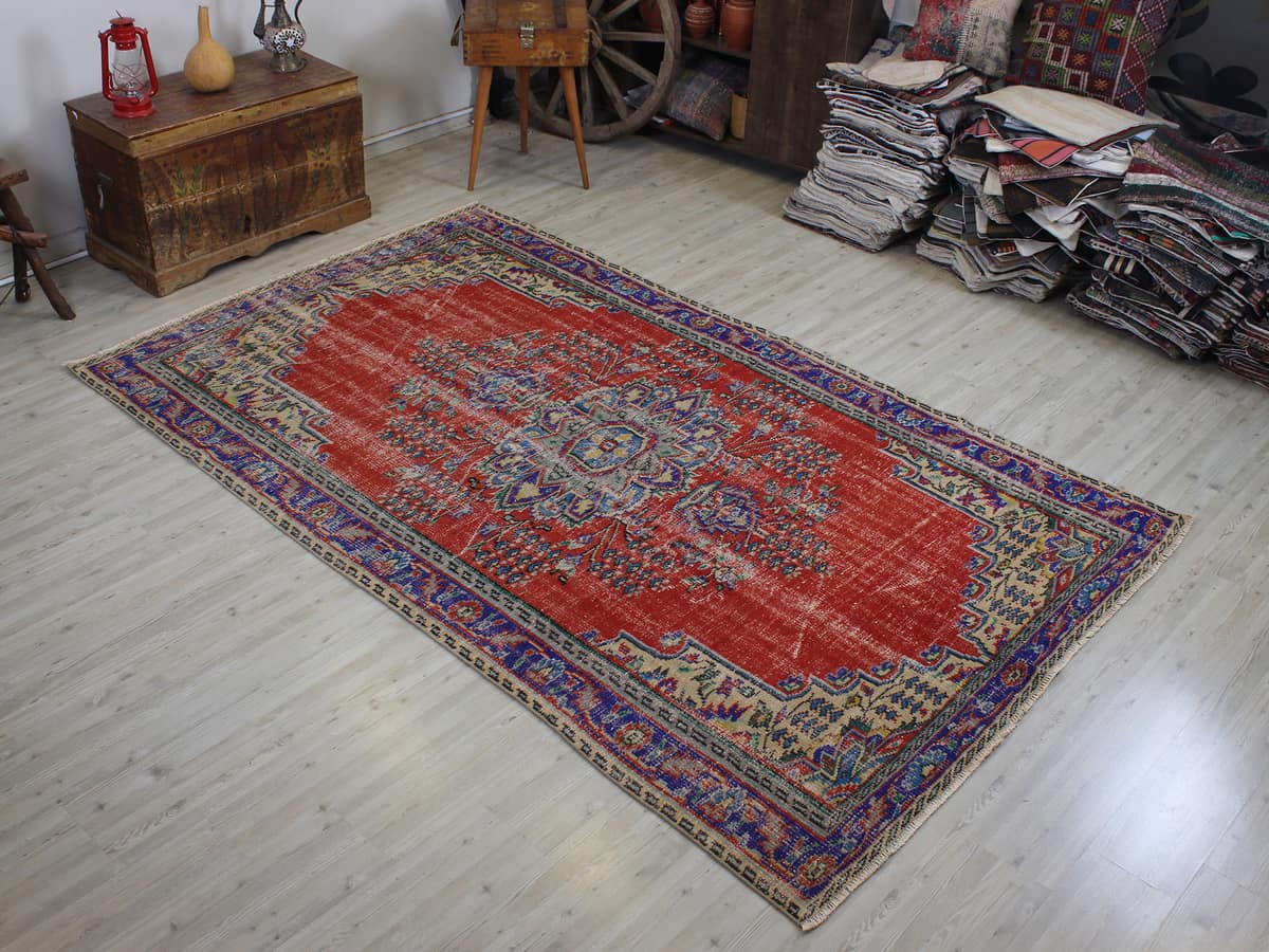 Hand-Woven Distressed Rug — detail view 2, handmade vintage rug