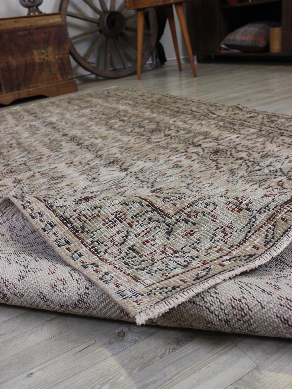 Handmade Distressed Rug — detail view 4, handmade vintage rug