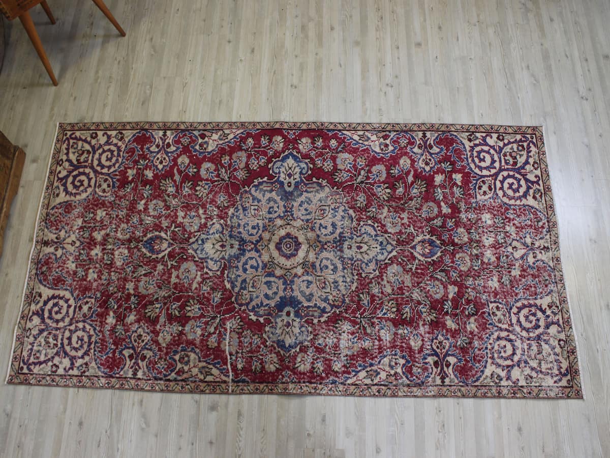 Distressed Hand-Woven Vintage Rug — detail view 2, handmade vintage rug