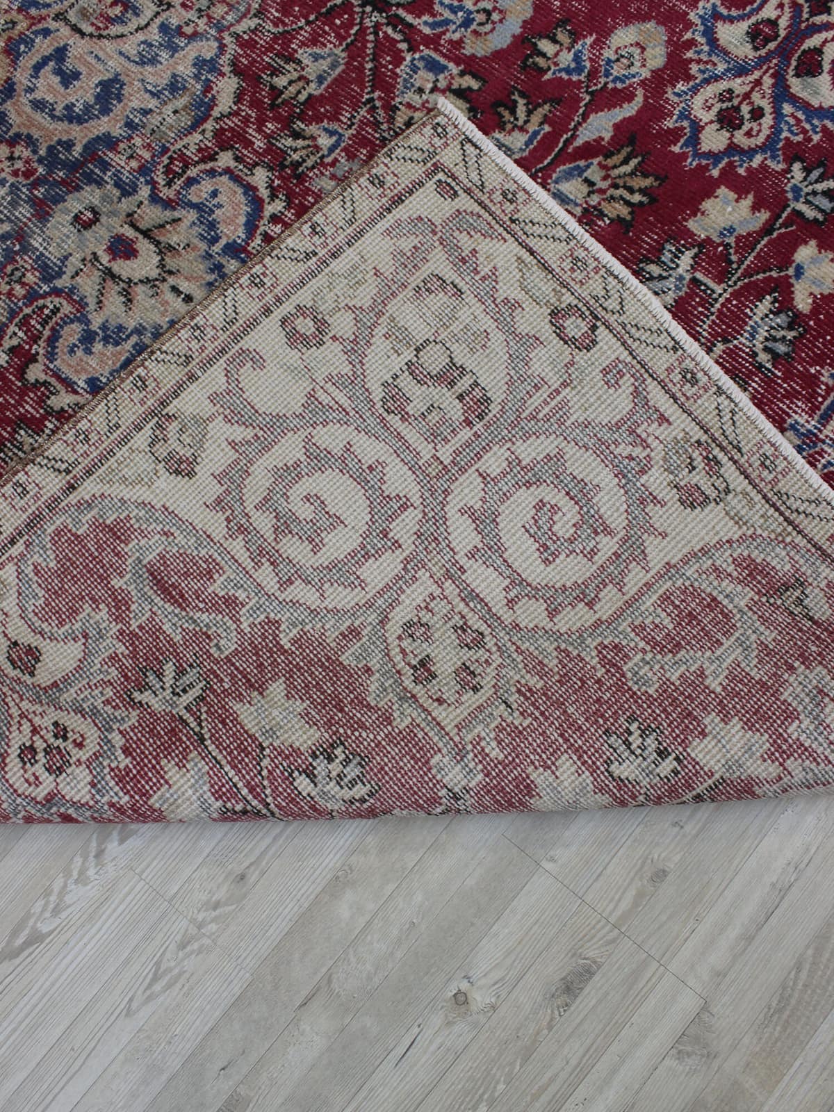 Distressed Hand-Woven Vintage Rug — detail view 4, handmade vintage rug
