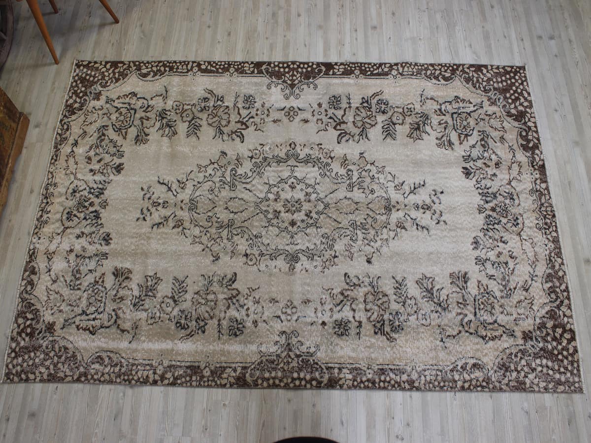 Vintage Handmade Wool Rug — detail view 2, handmade vintage rug