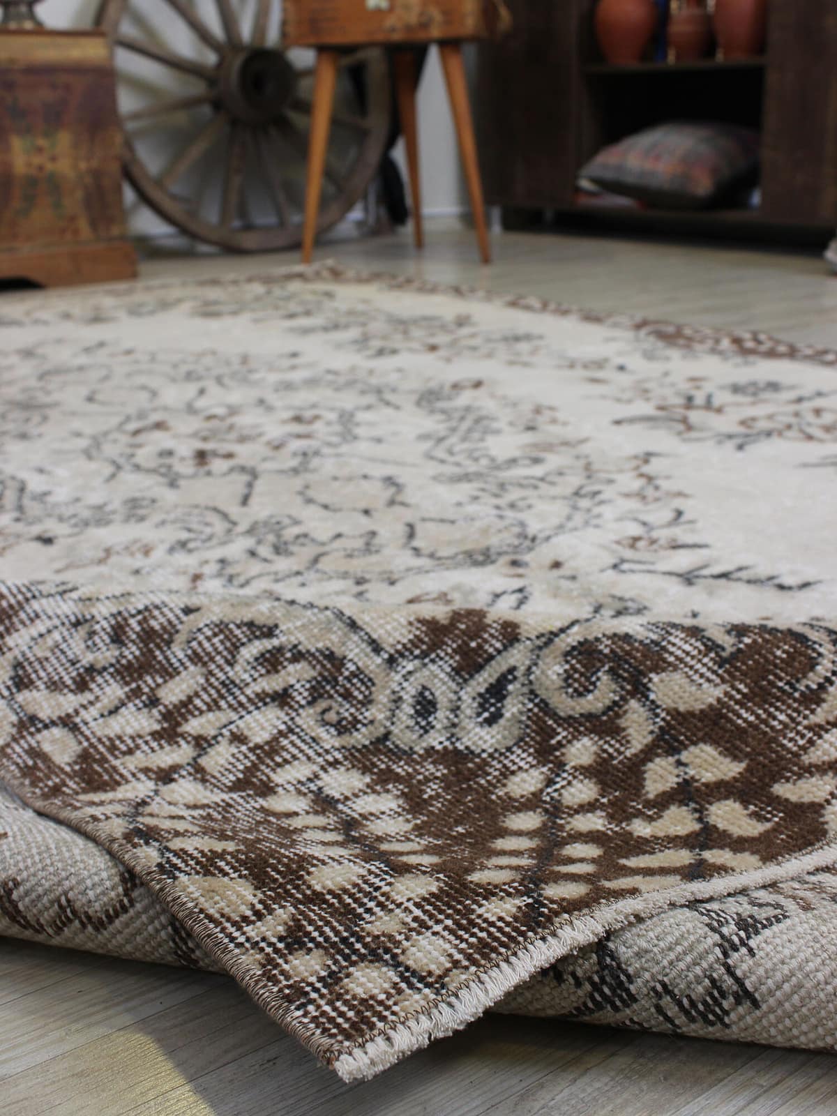 Vintage Handmade Wool Rug — detail view 5, handmade vintage rug