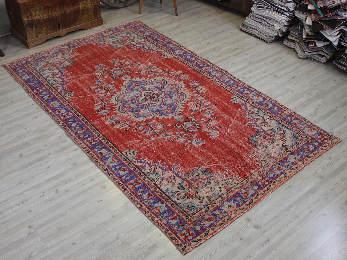 Vintage Handmade Wool Rug, vintage rug, Handmade, hand-knotted wool & cotton, size 158 × 266 cm, from Cappadocia
