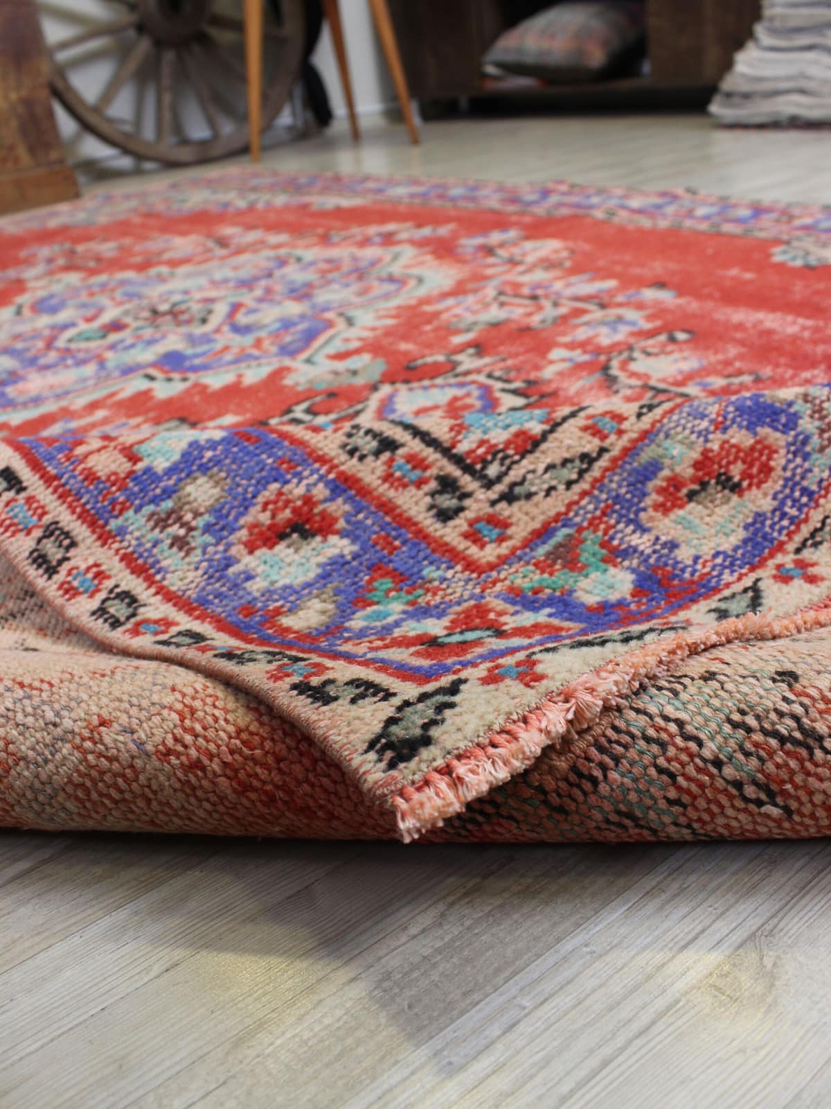 Vintage Handmade Wool Rug — detail view 5, handmade vintage rug