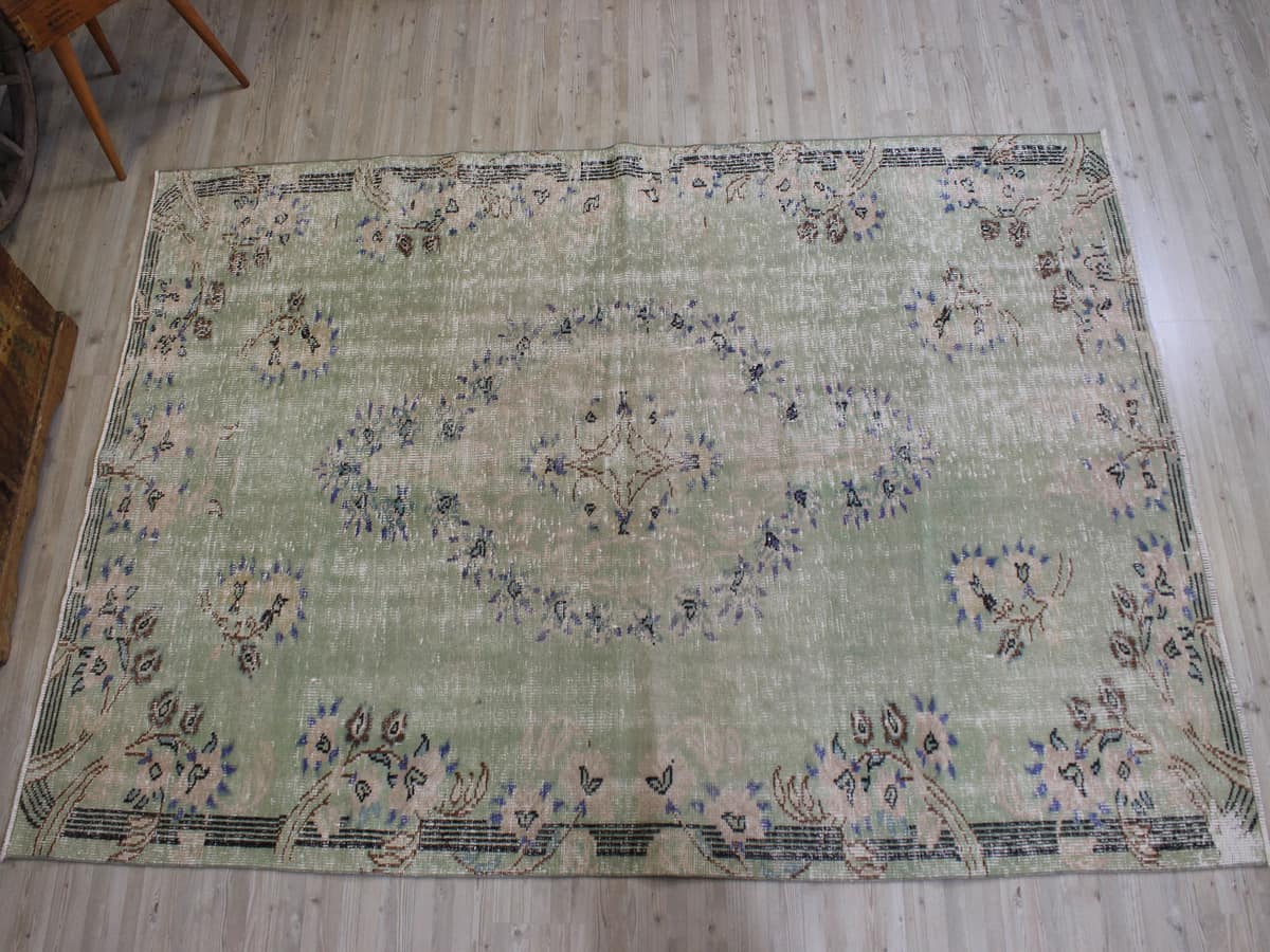 Distressed Vintage Hand-Knotted Rug — detail view 2, handmade vintage rug
