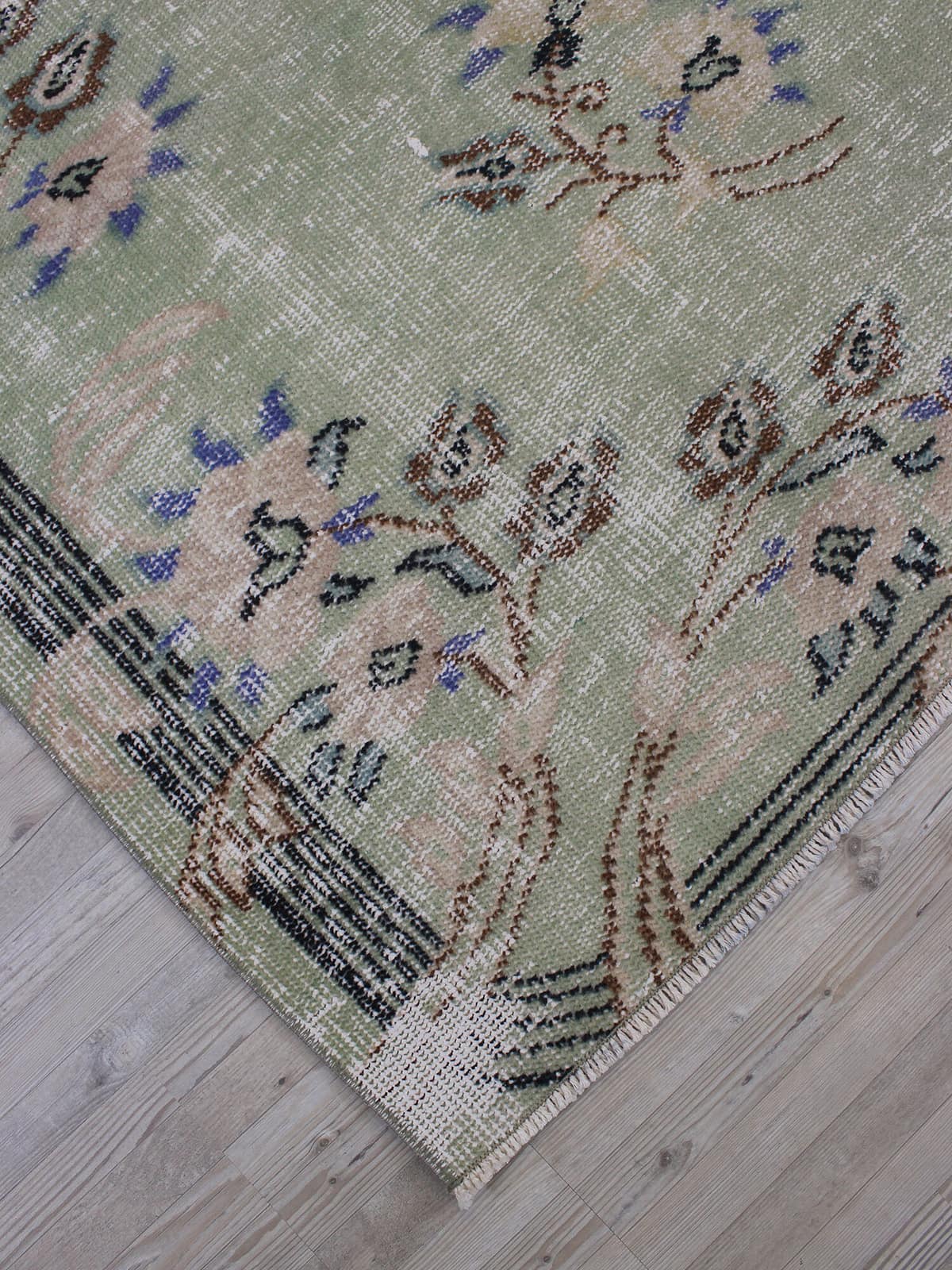 Distressed Vintage Hand-Knotted Rug — detail view 4, handmade vintage rug