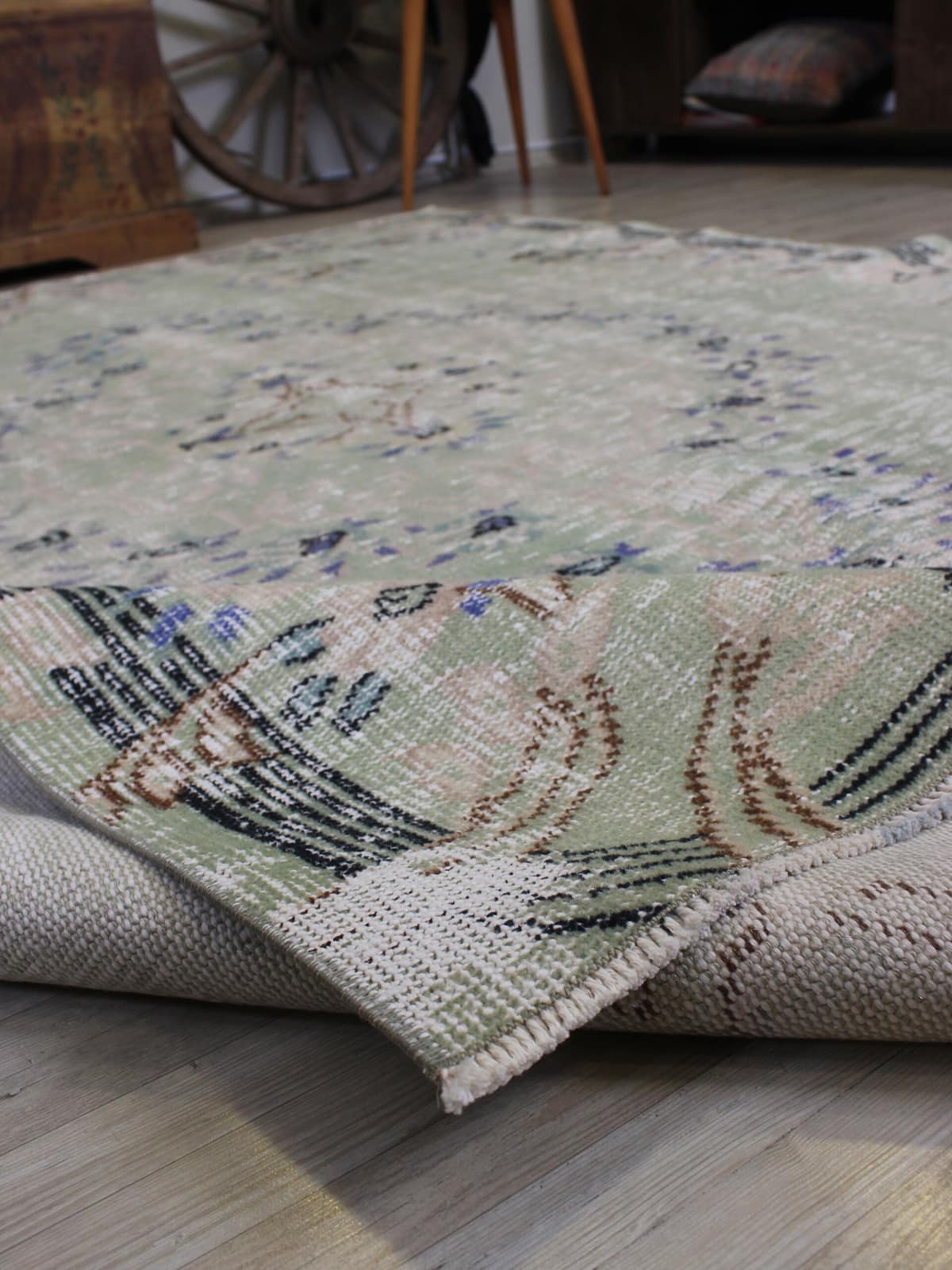 Distressed Vintage Hand-Knotted Rug — detail view 5, handmade vintage rug