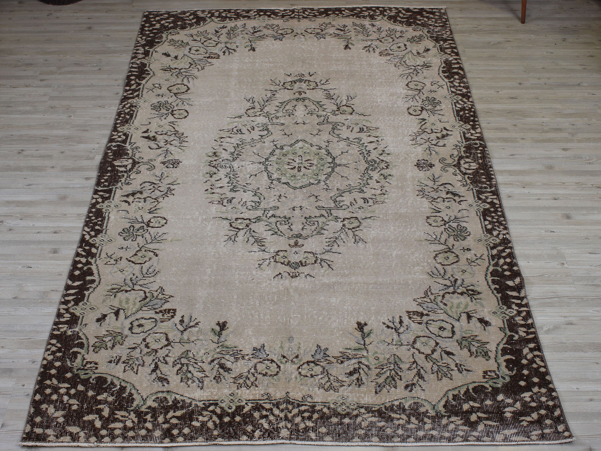 Distressed Handmade Wool Rug, Vintage — detail view 5, handmade vintage rug
