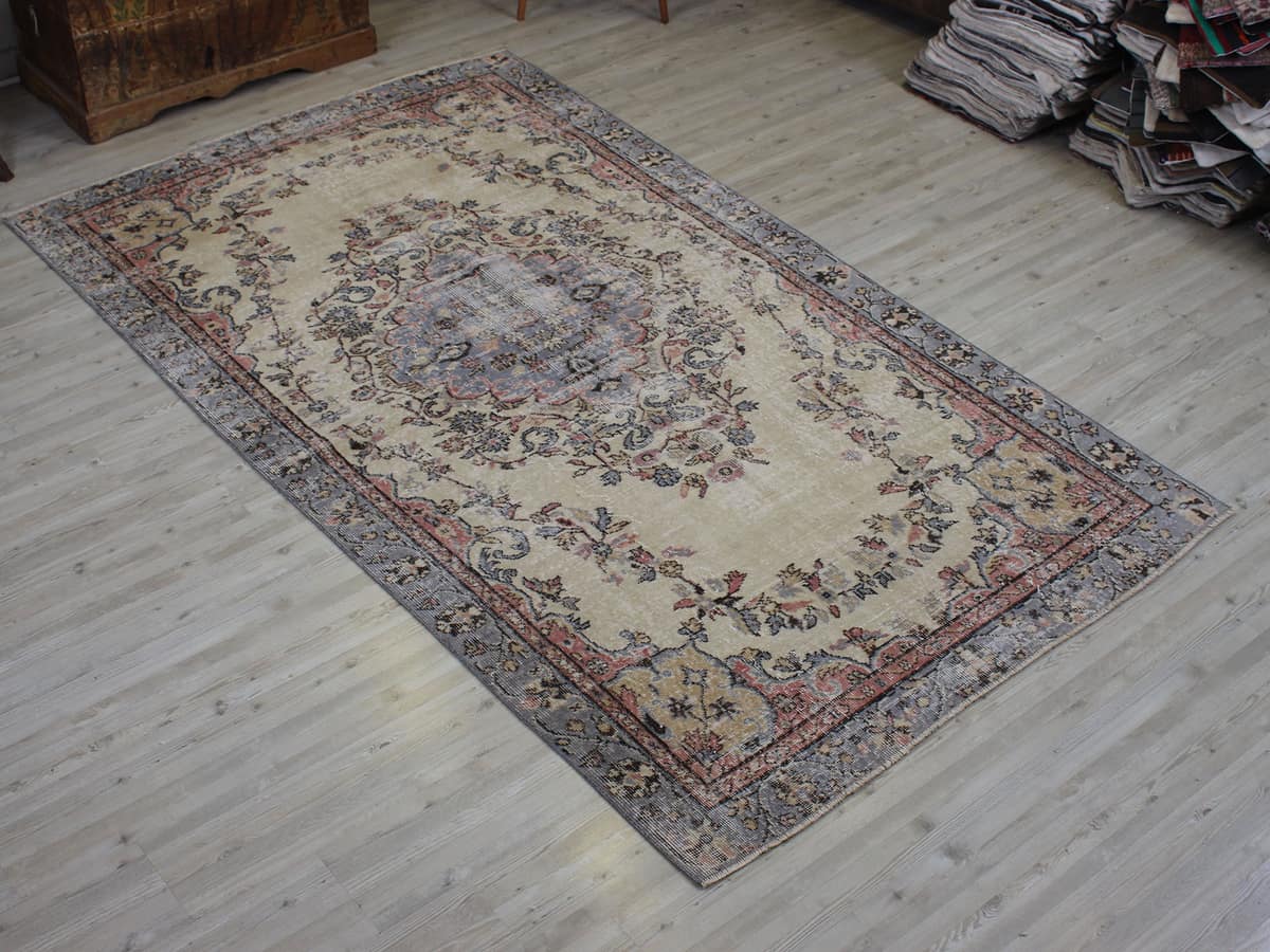 Vintage Rug, vintage rug, Handmade, hand-knotted wool, cotton & silk, size 148 × 256 cm, from Milas