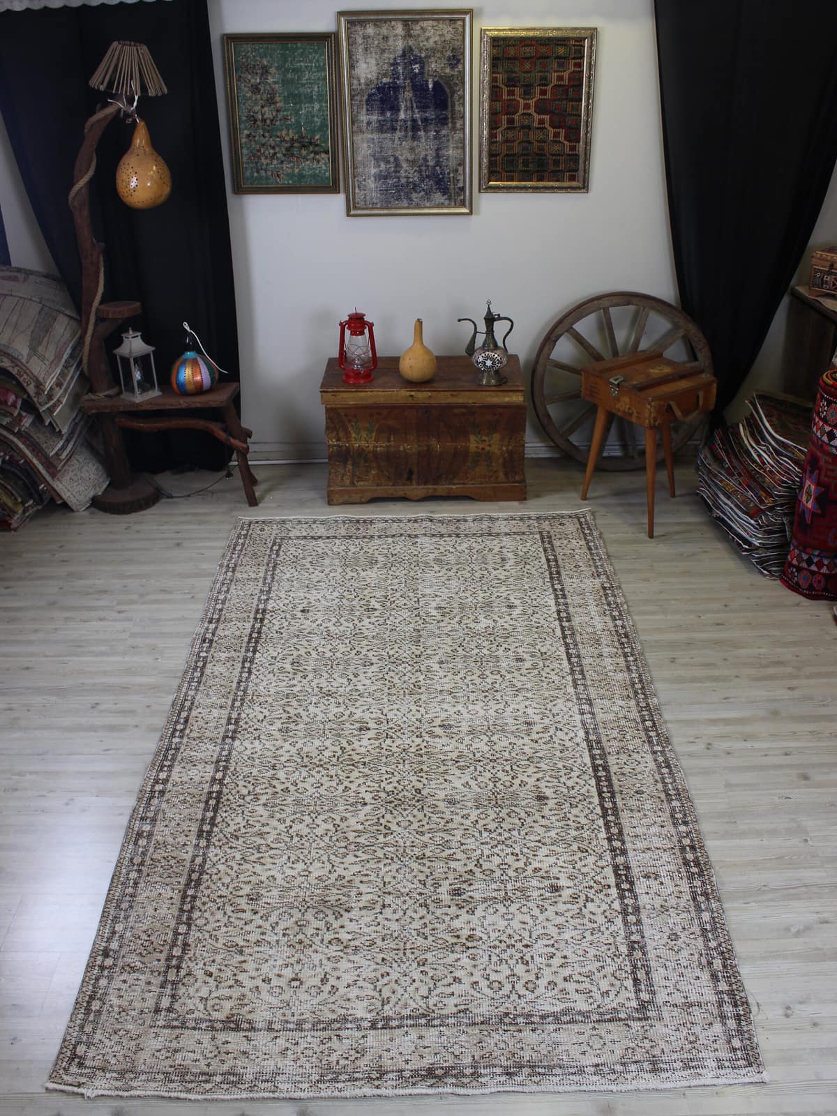 Distressed Wool Vintage Hand-Woven Rug — detail view 4, handmade vintage rug