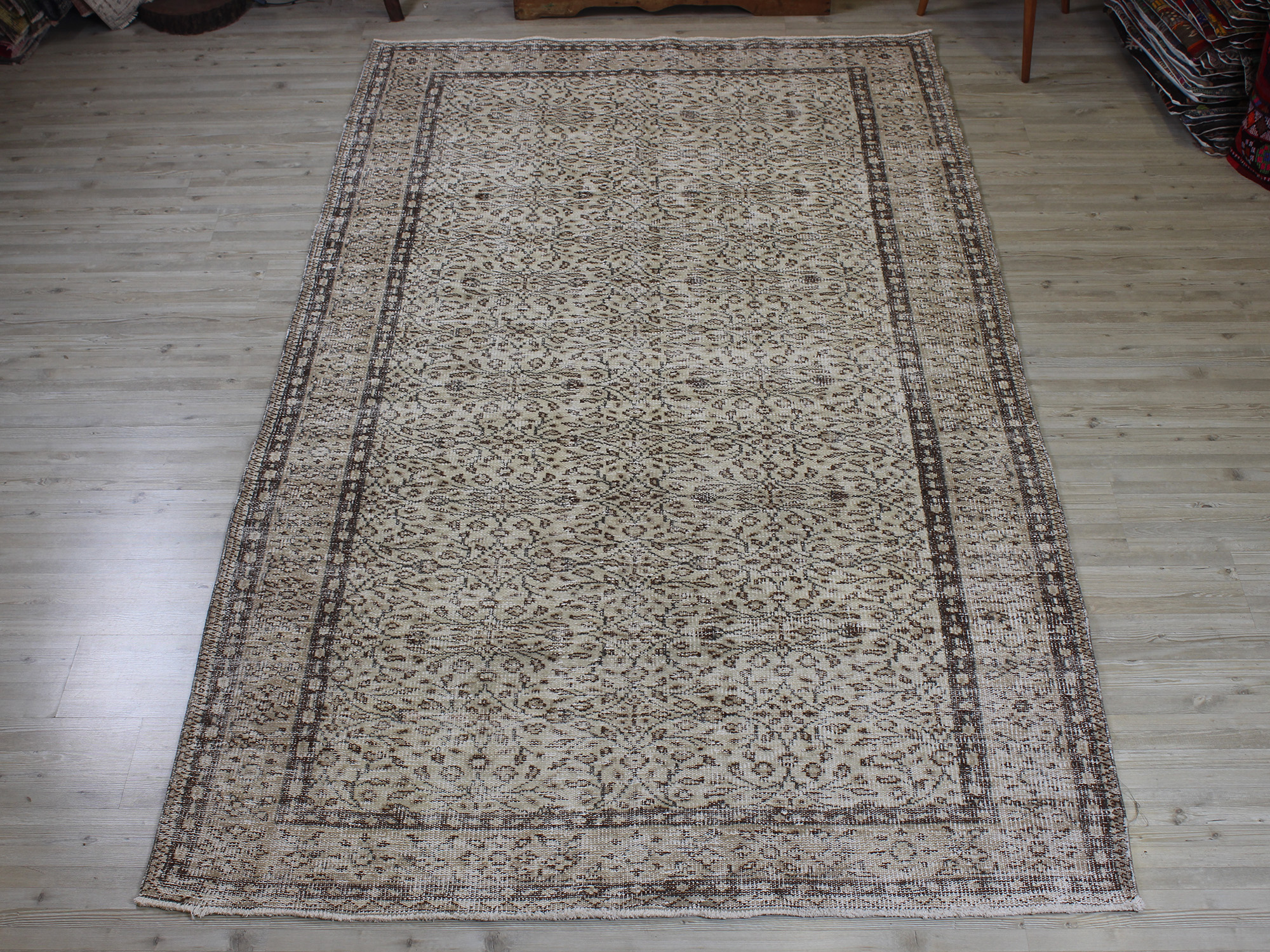 Distressed Wool Vintage Hand-Woven Rug — detail view 5, handmade vintage rug