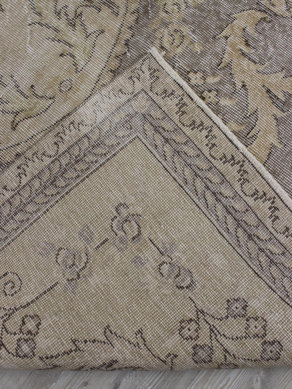 Distressed Wool Vintage Handmade Rug — detail view 4, handmade vintage rug