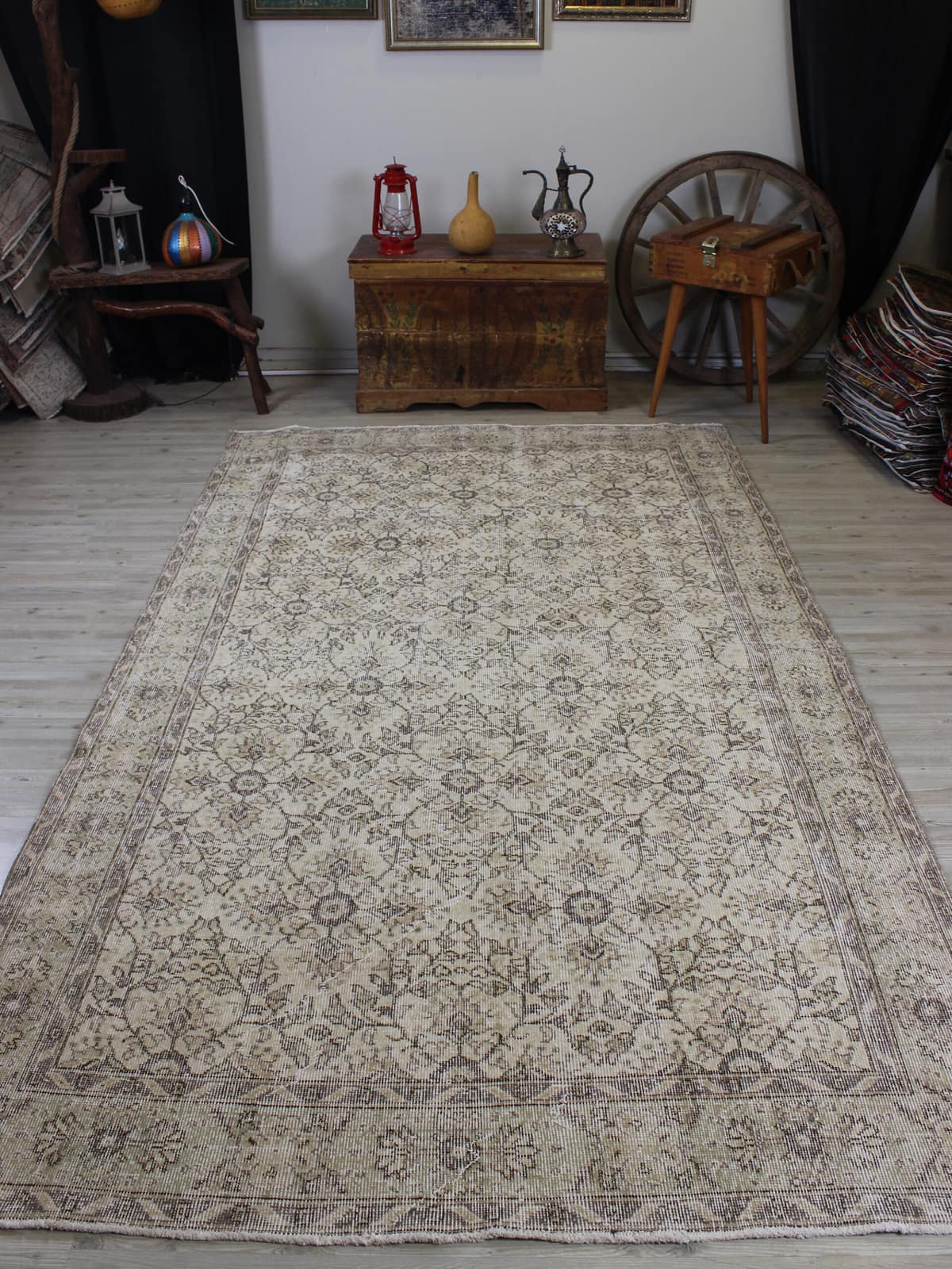 Distressed Wool Handmade Rug, Vintage — detail view 5, handmade vintage rug