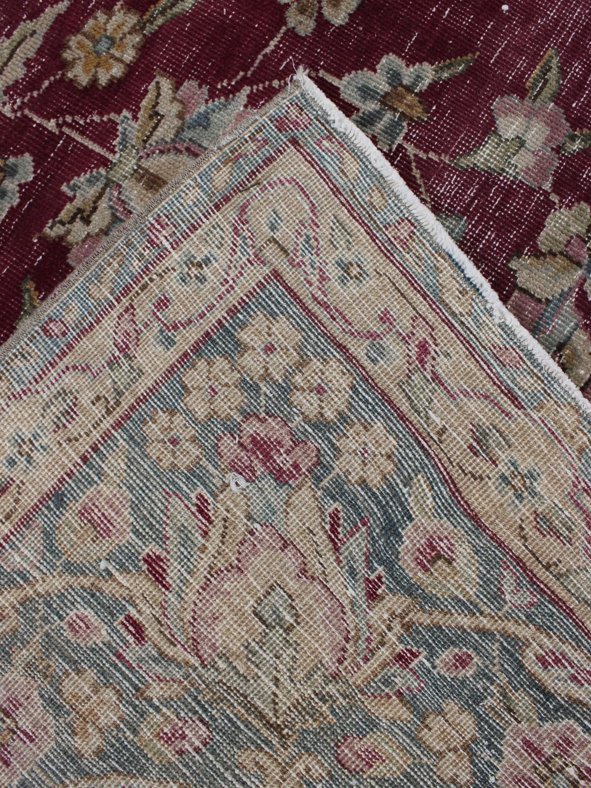Distressed Wool Vintage Rug — detail view 4, handmade vintage rug