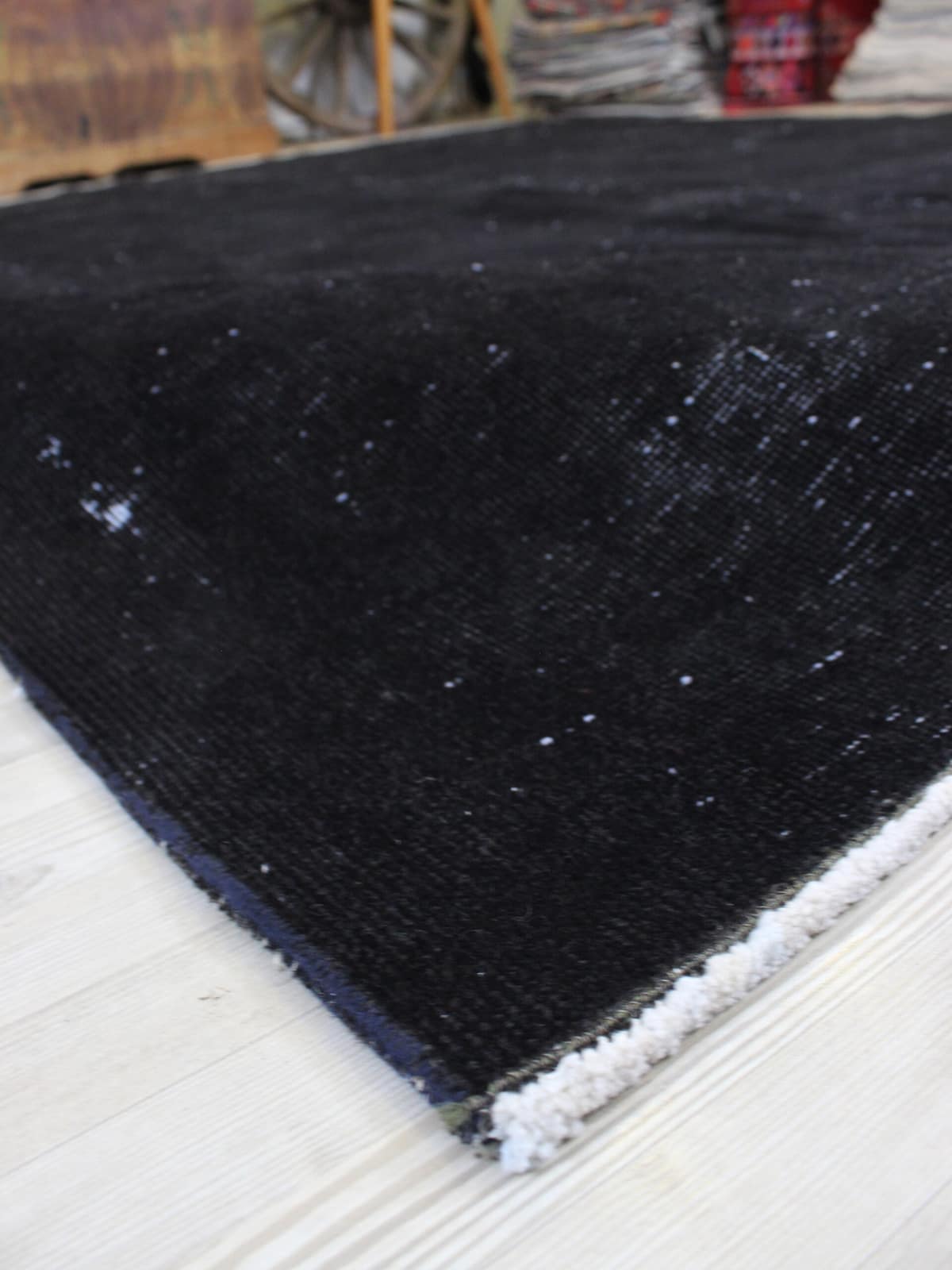 Distressed Hand-Woven Wool Vintage Rug — detail view 4, handmade vintage rug