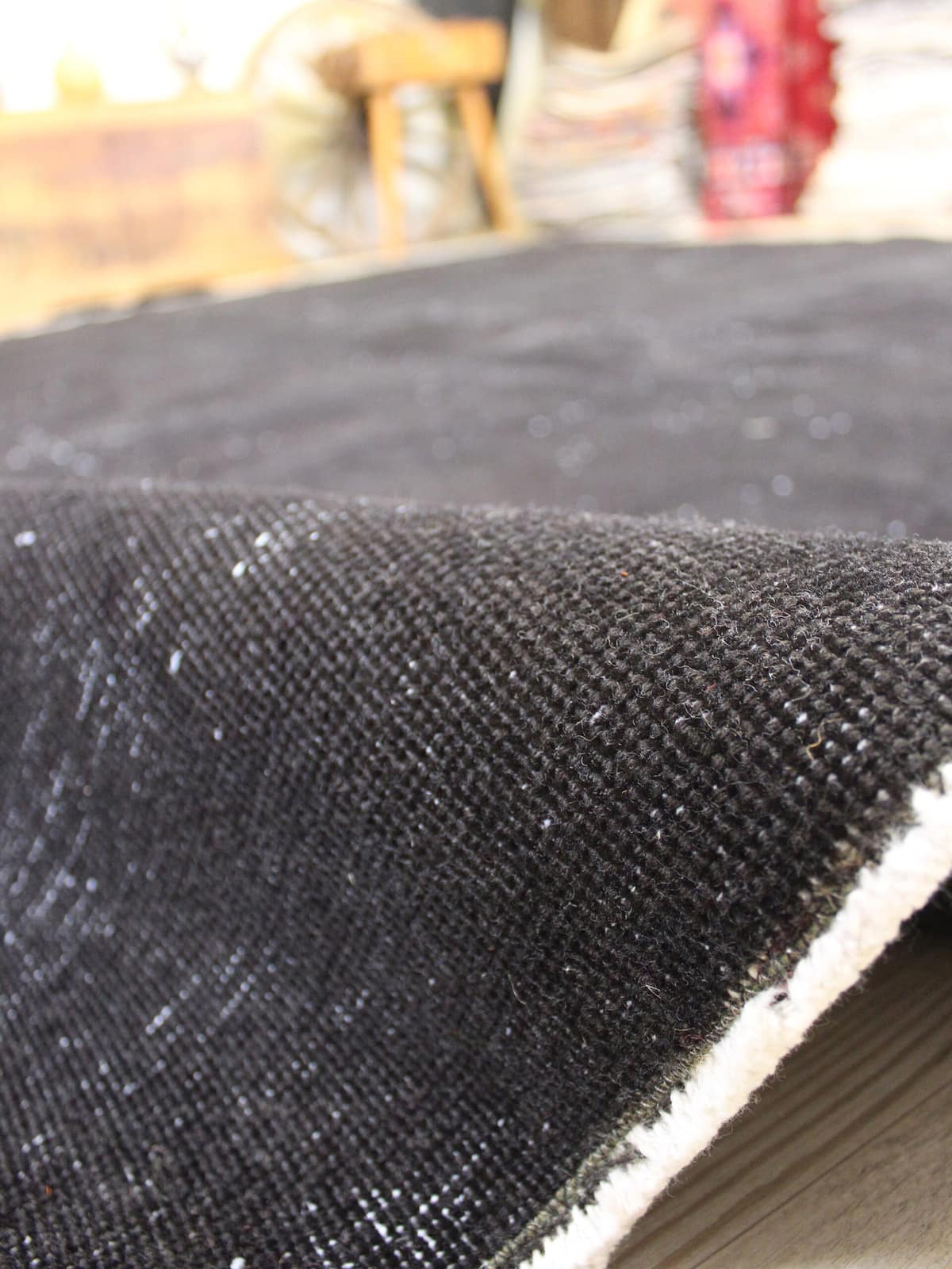 Distressed Hand-Woven Wool Vintage Rug — detail view 5, handmade vintage rug