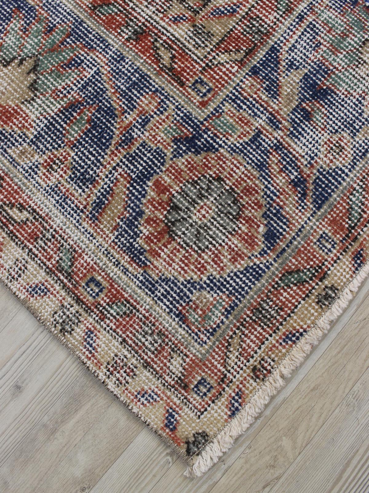Distressed Handmade Vintage Rug — detail view 2, handmade vintage rug