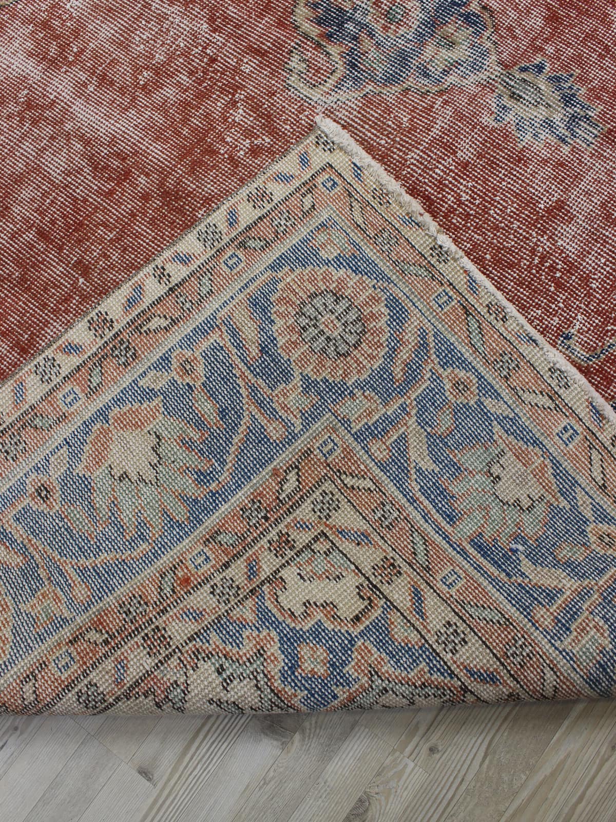 Distressed Handmade Vintage Rug — detail view 4, handmade vintage rug