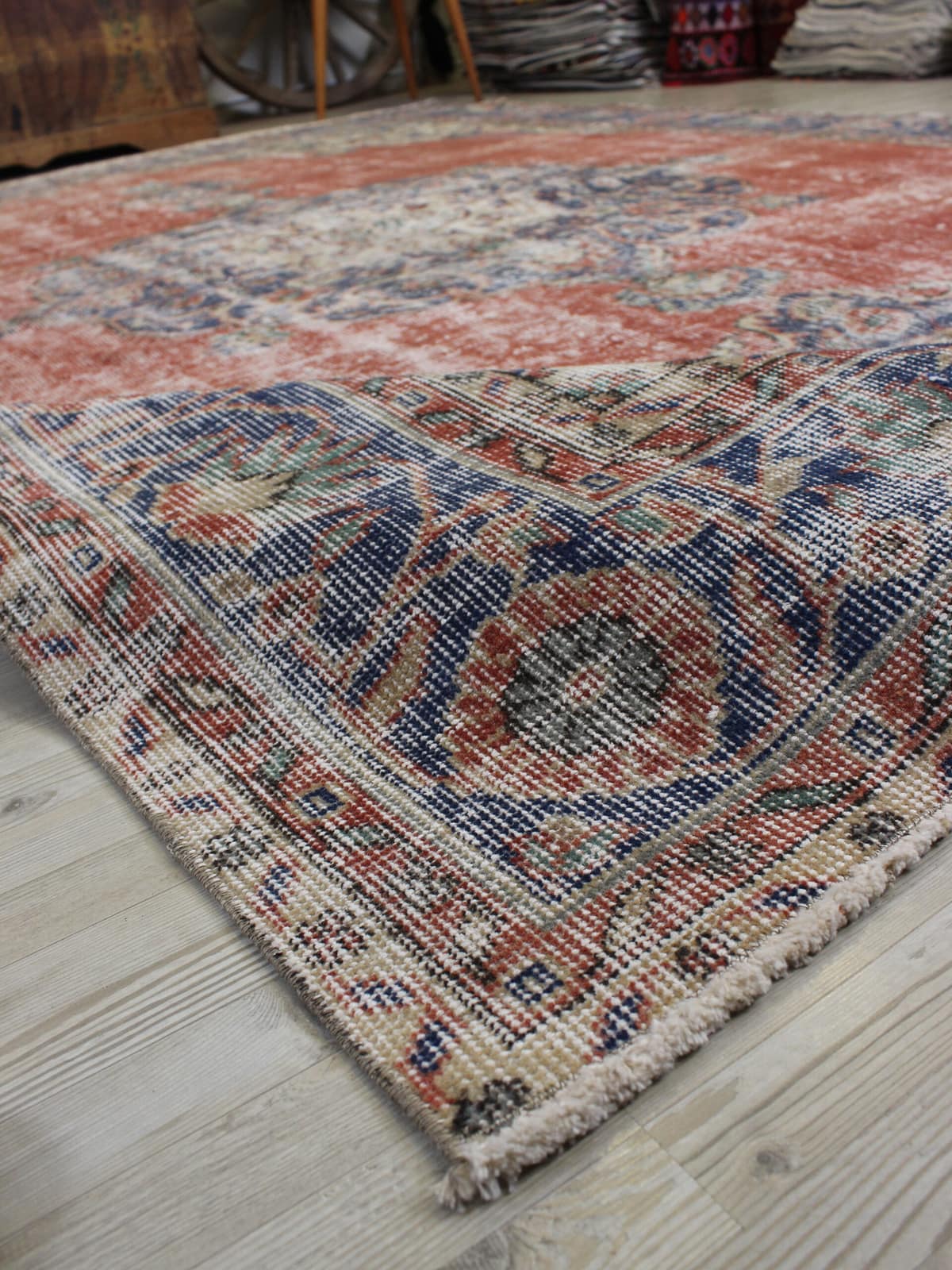 Distressed Handmade Vintage Rug — detail view 5, handmade vintage rug