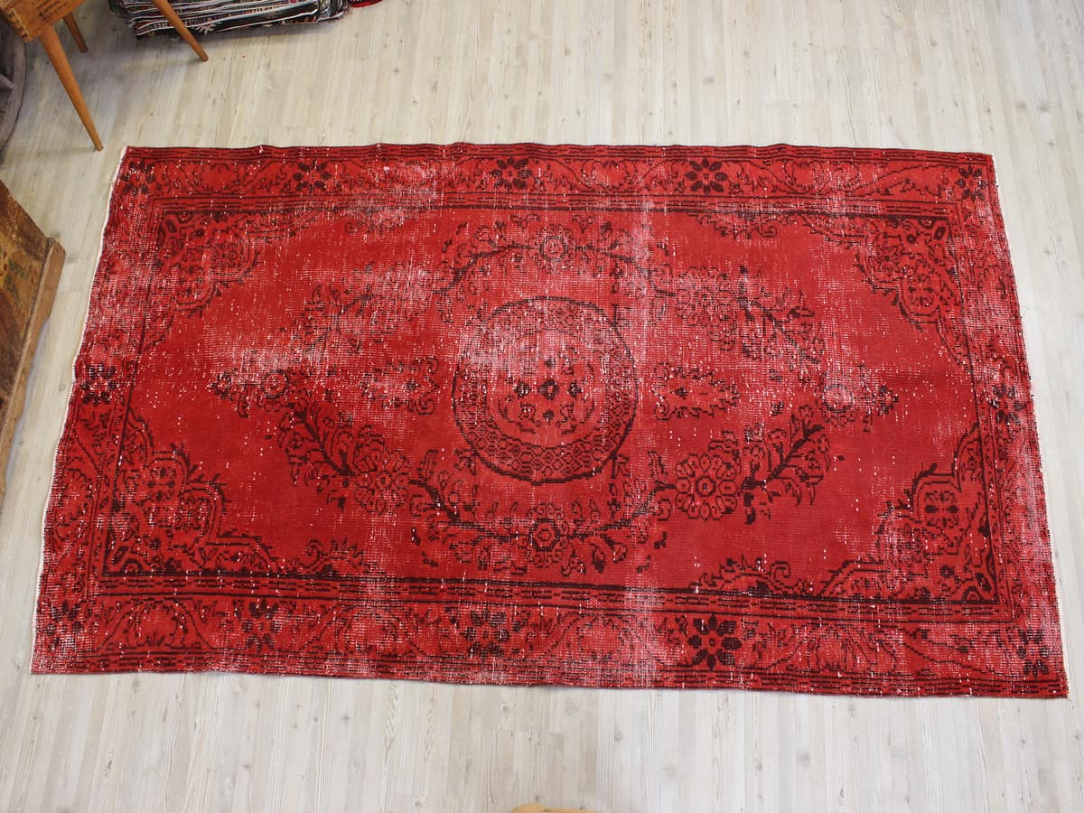 Hand-Woven Distressed Wool Rug — detail view 2, handmade vintage rug