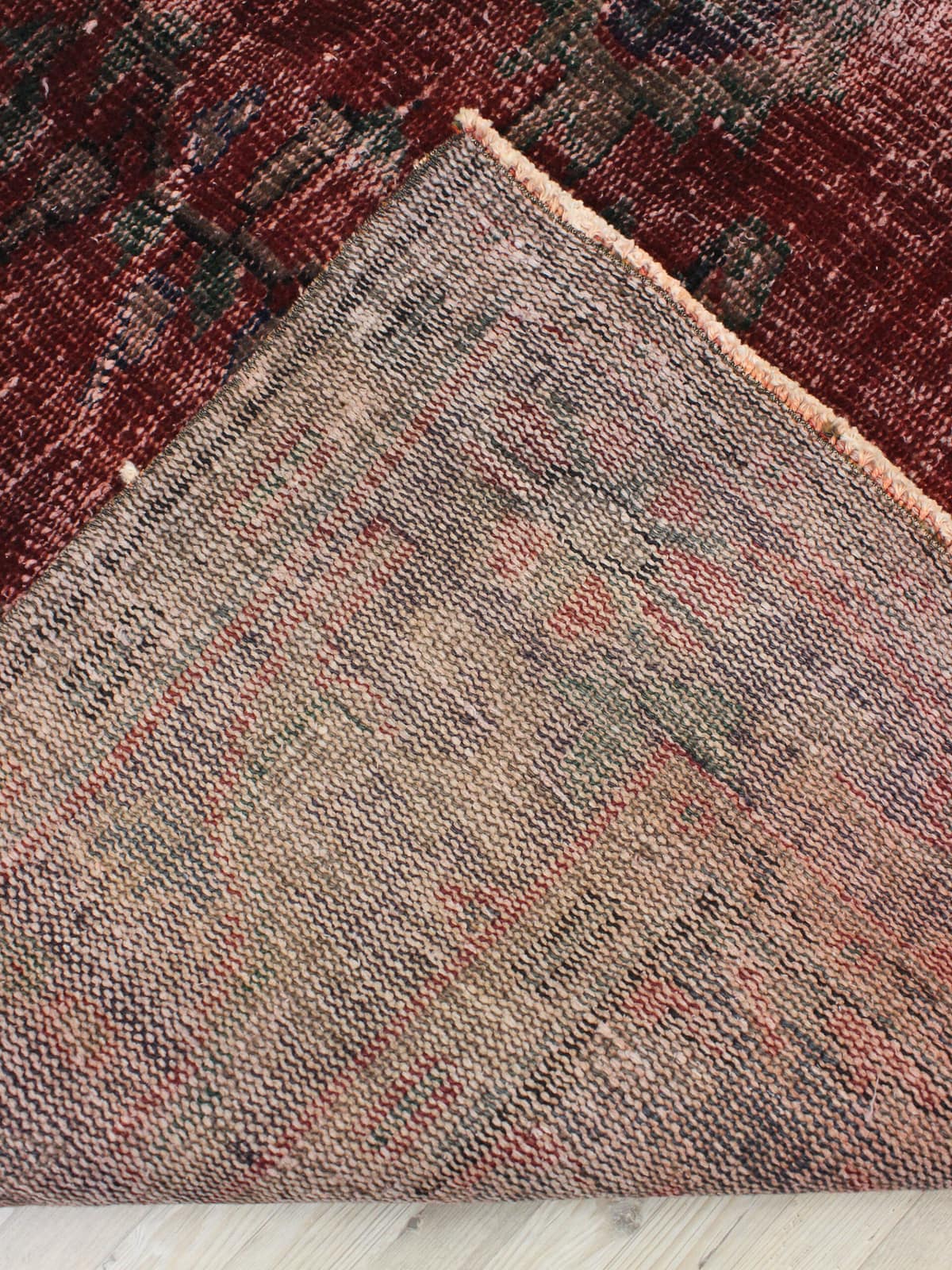 Distressed Hand-Woven Vintage Rug — detail view 3, handmade vintage rug
