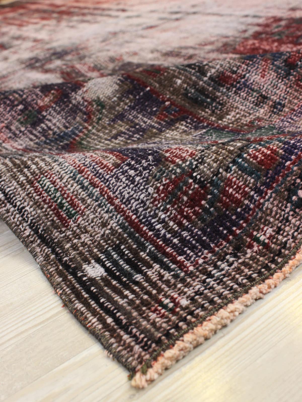 Distressed Hand-Woven Vintage Rug — detail view 4, handmade vintage rug