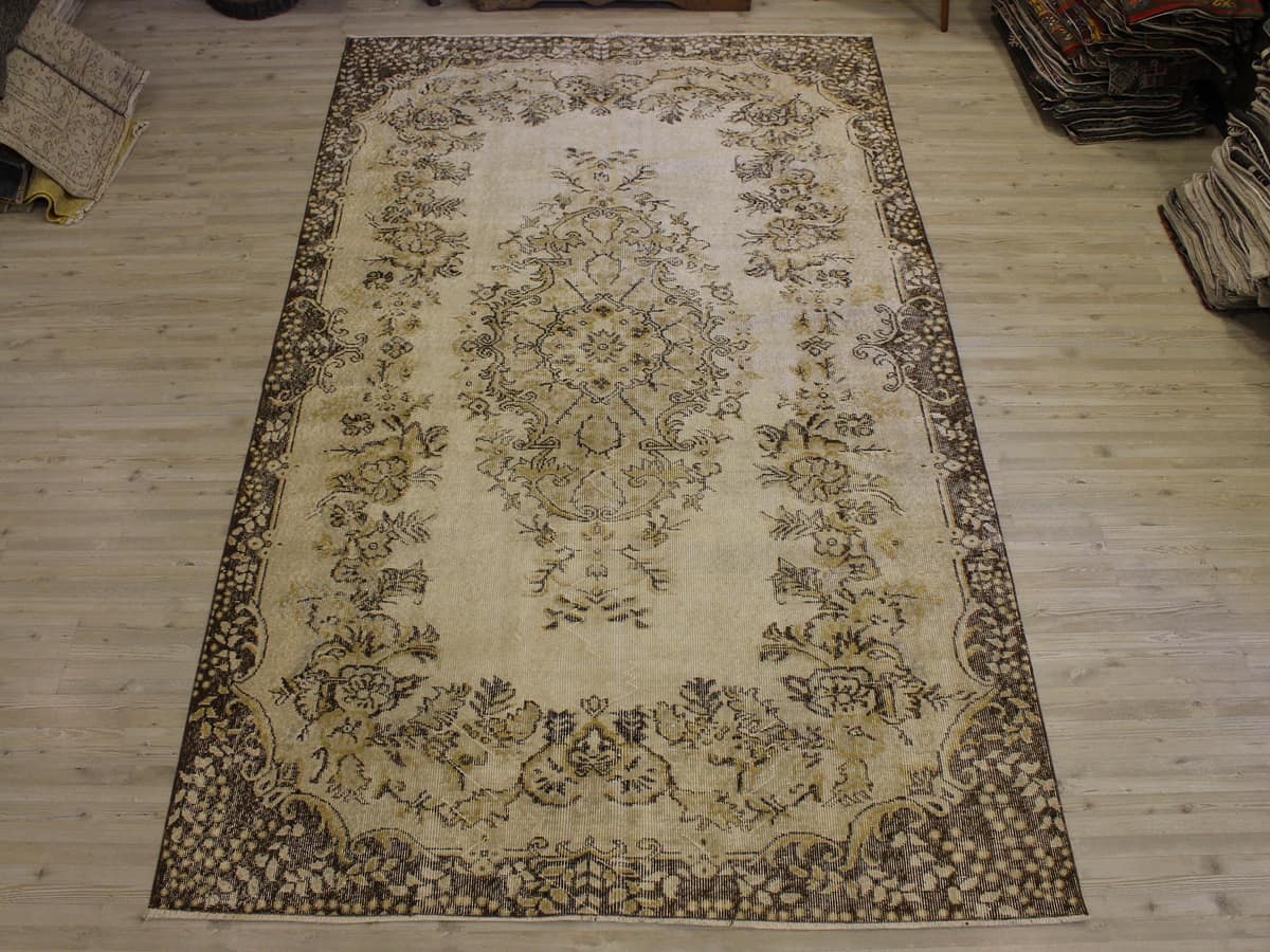 Handmade Distressed Wool Rug — detail view 3, handmade vintage rug