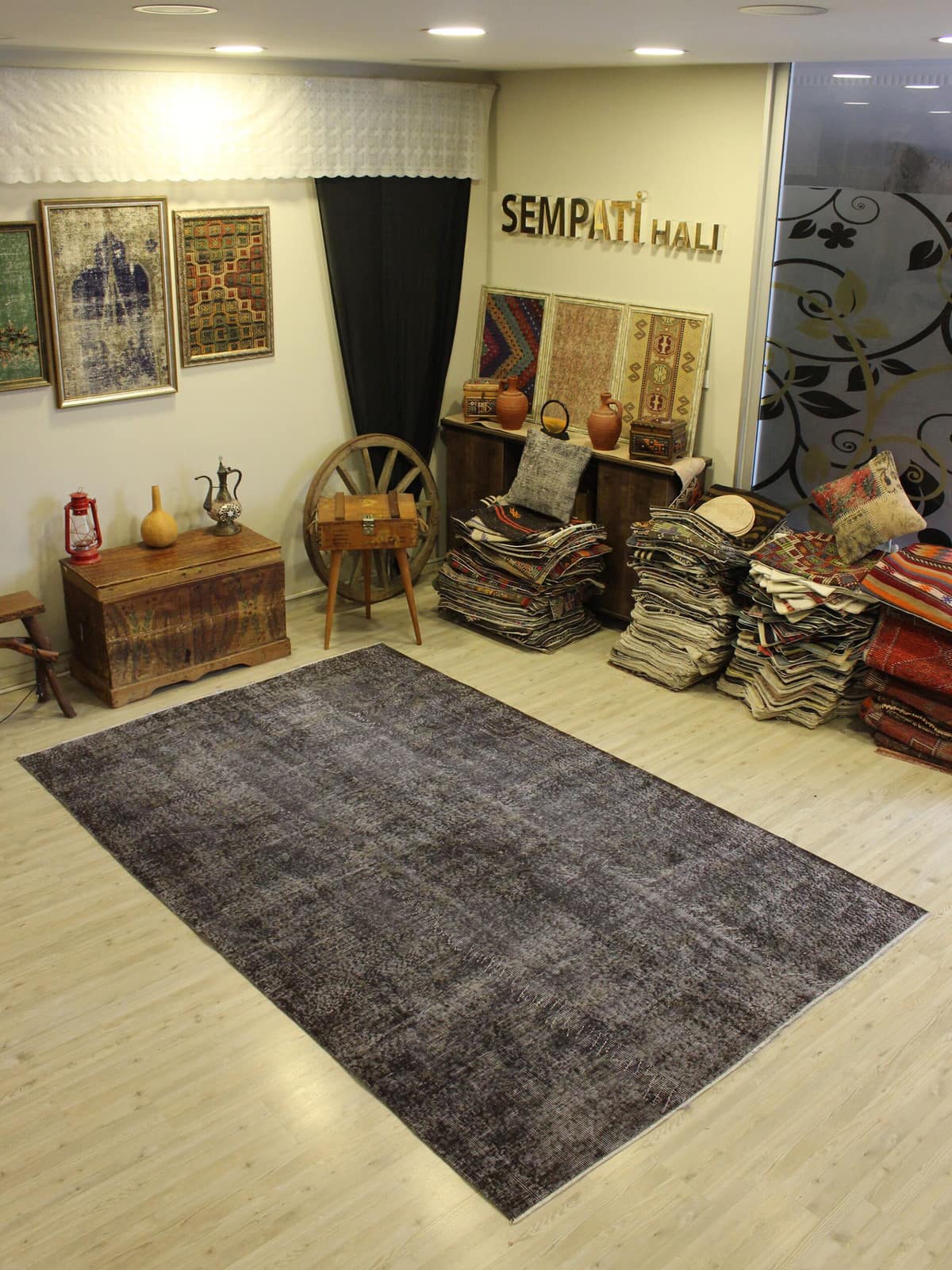Vintage Handwoven Wool Rug — detail view 2, handmade vintage rug