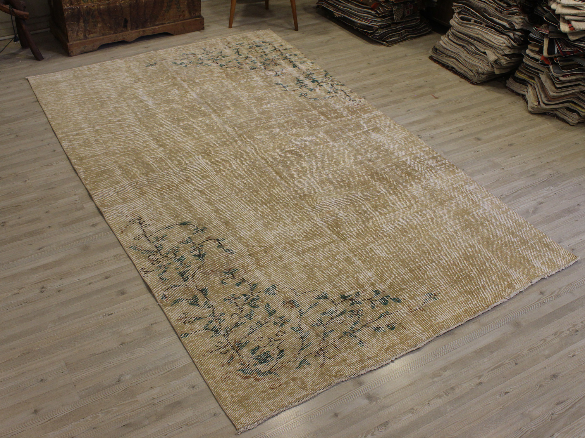Vintage Hand-Woven Wool Rug, vintage rug, Handmade, hand-knotted wool, cotton & silk, size 160 × 265 cm, from Isparta