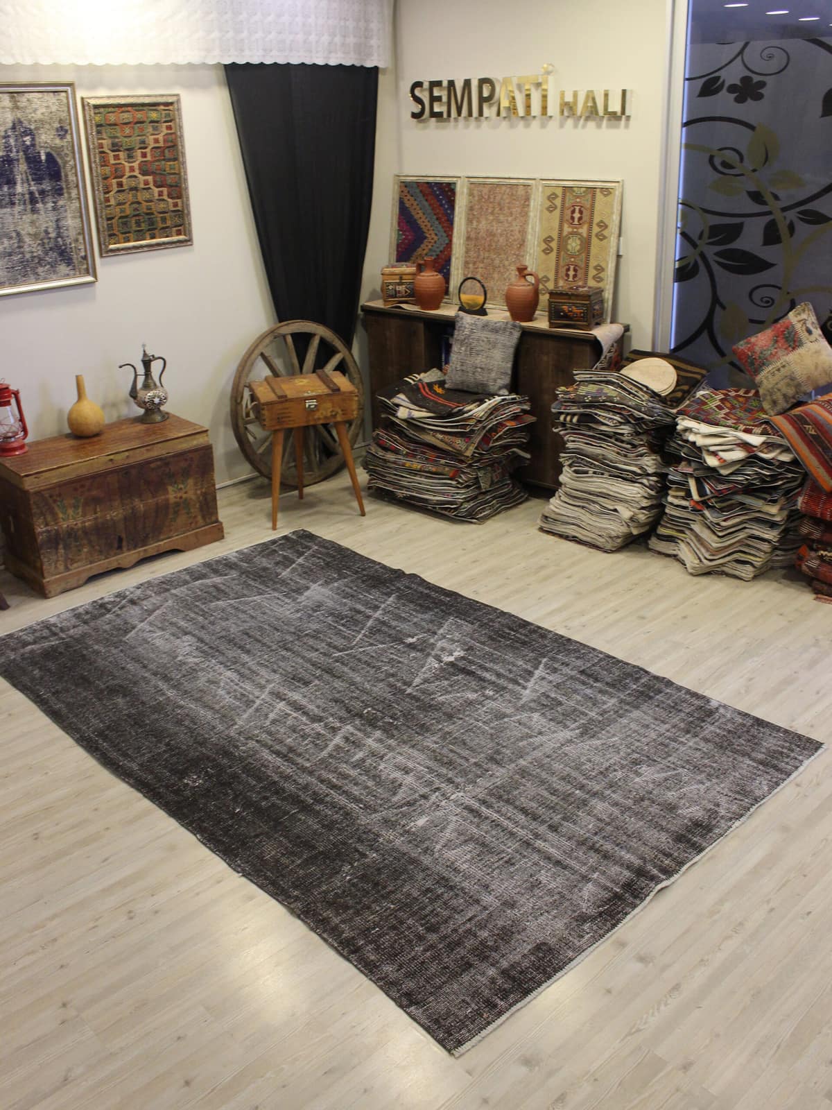 Distressed Vintage Handmade Rug — detail view 2, handmade vintage rug