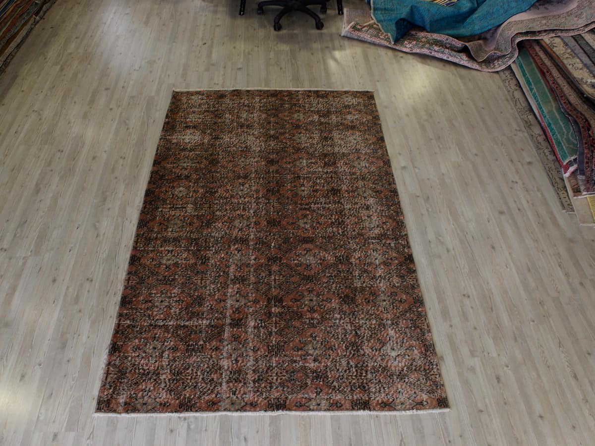 Handwoven Vintage Rug, vintage rug, Handmade, hand-knotted wool, cotton & silk, size 136 × 240 cm, from Cappadocia