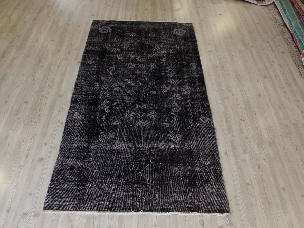 Distressed Hand-Woven Wool Rug, Vintage — detail view 2, handmade vintage rug
