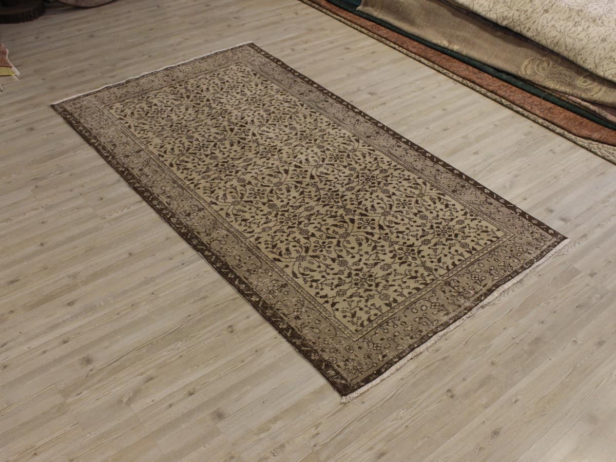 Hand-Woven Wool Vintage Rug, vintage rug, Handmade, hand-knotted wool, cotton & silk, size 115 × 205 cm, from Demirci