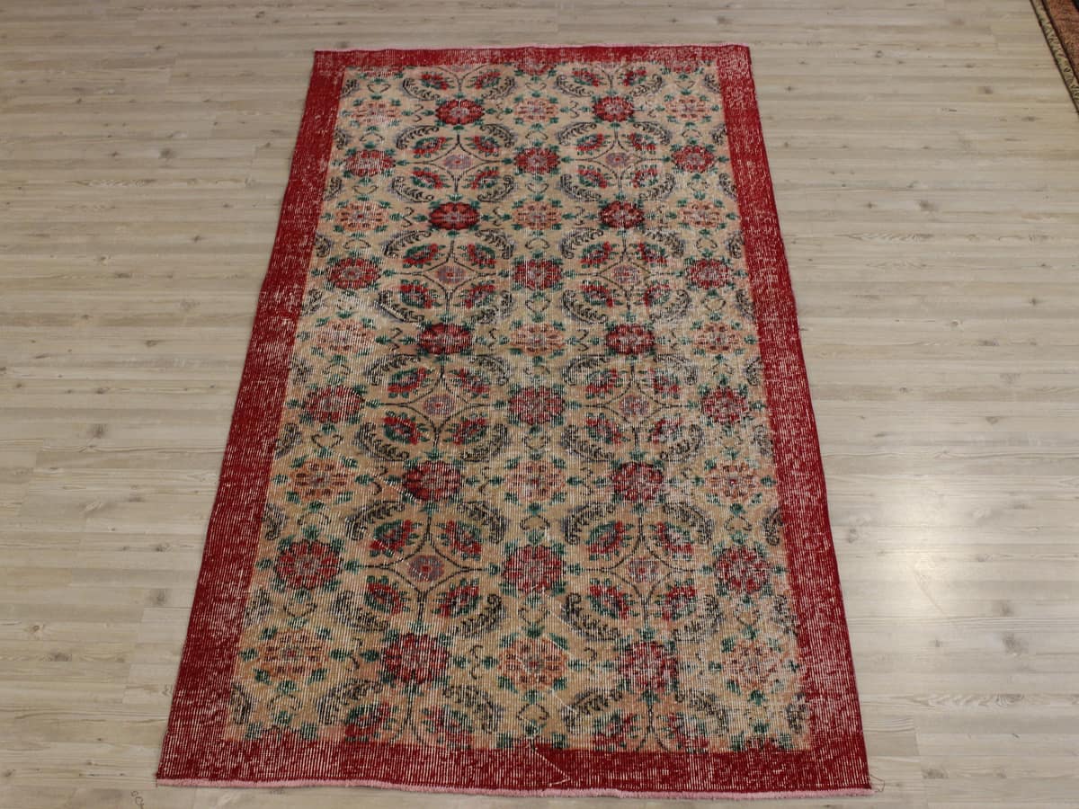 Distressed Vintage Hand-Knotted Rug — detail view 2, handmade vintage rug