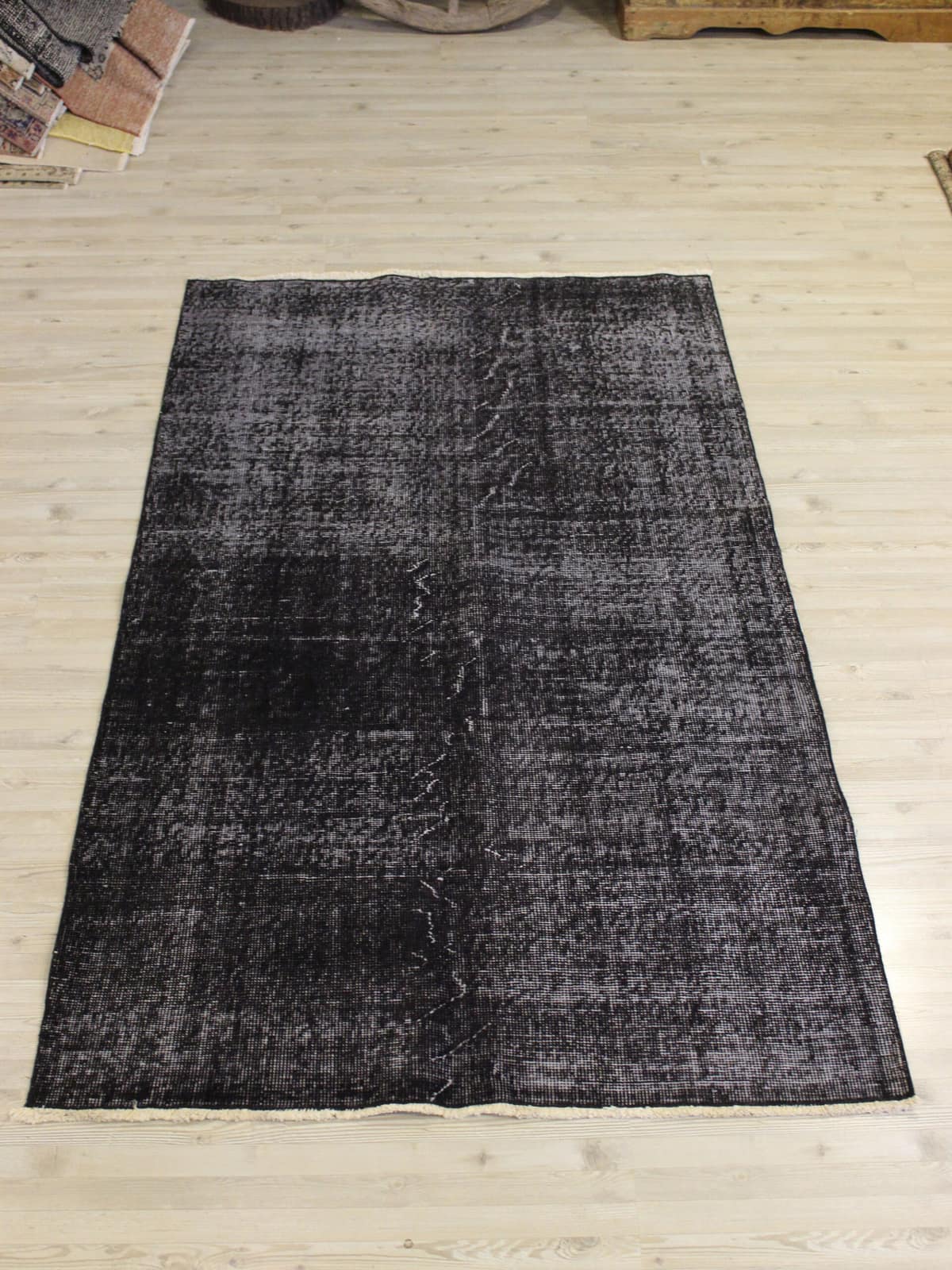 Distressed Wool Vintage Rug — detail view 2, handmade vintage rug