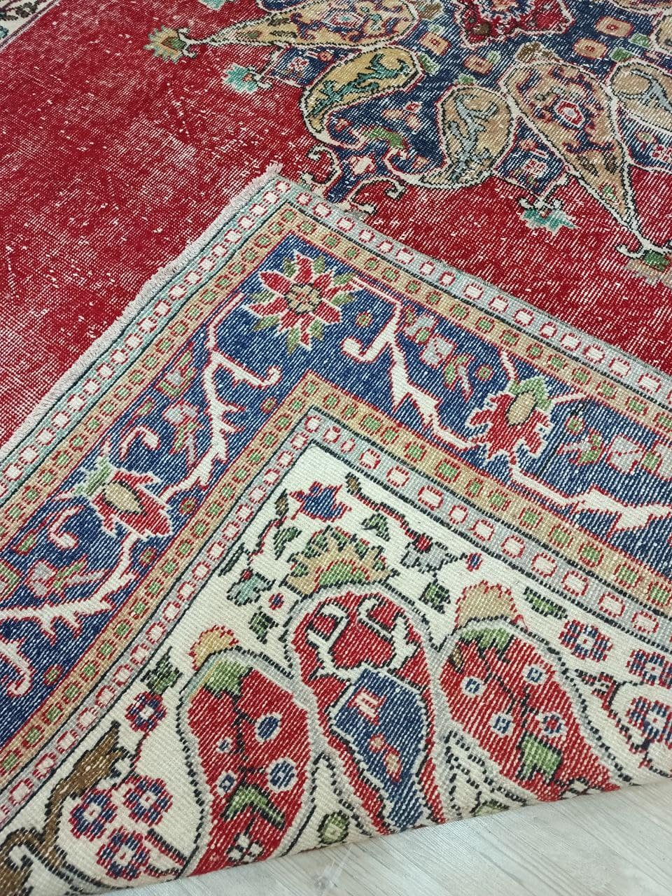 100% Wool Vintage Distressed Rug — detail view 5, vintage vintage rug