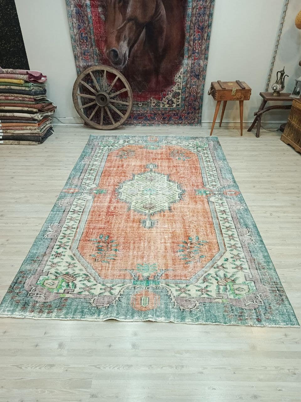 Handwoven Natural Wool Rug — detail view 3, handmade vintage rug