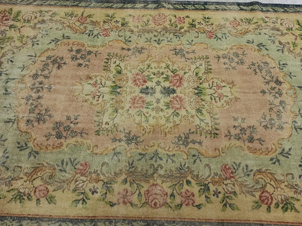Natural Wool Distressed Vintage Rug — detail view 3, handmade vintage rug