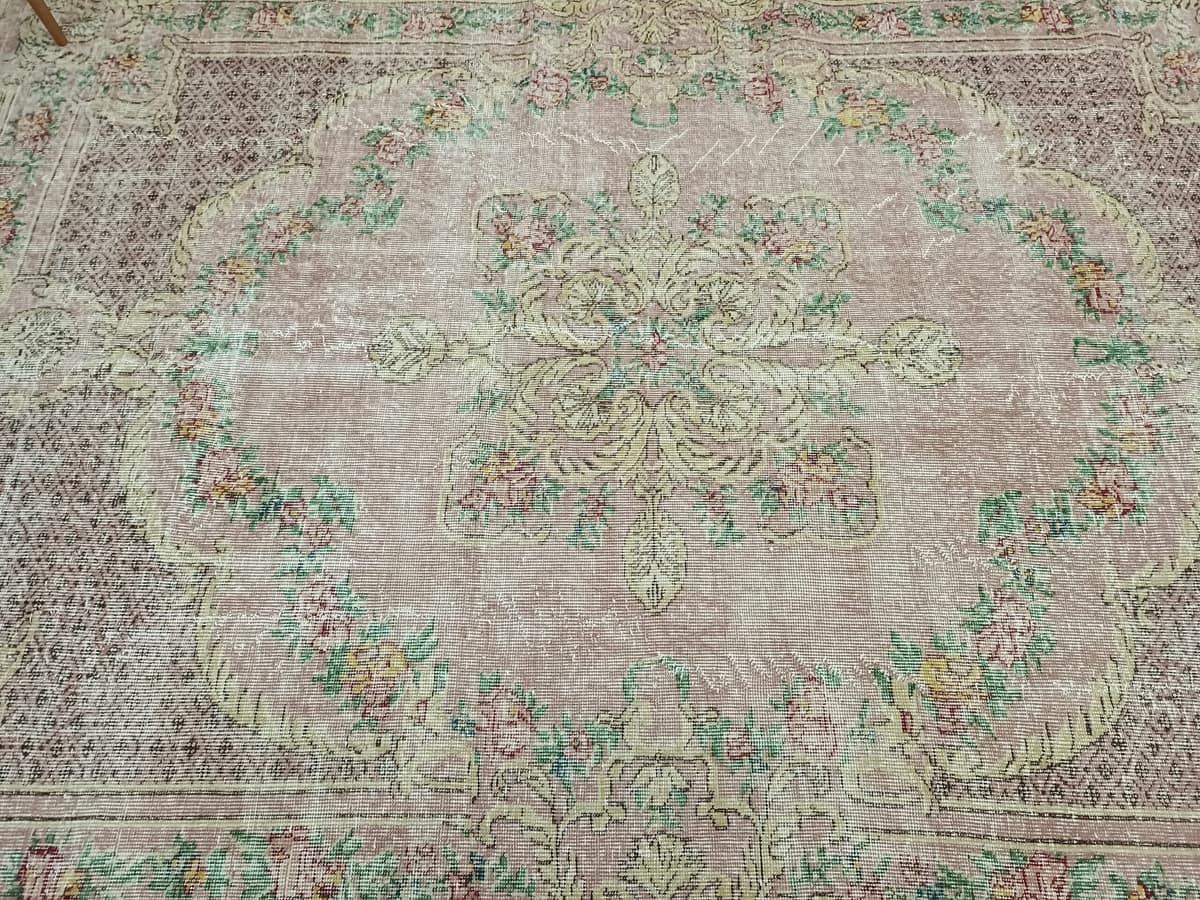 Hand-Woven Vintage Natural Wool Rug — detail view 4, handmade vintage rug