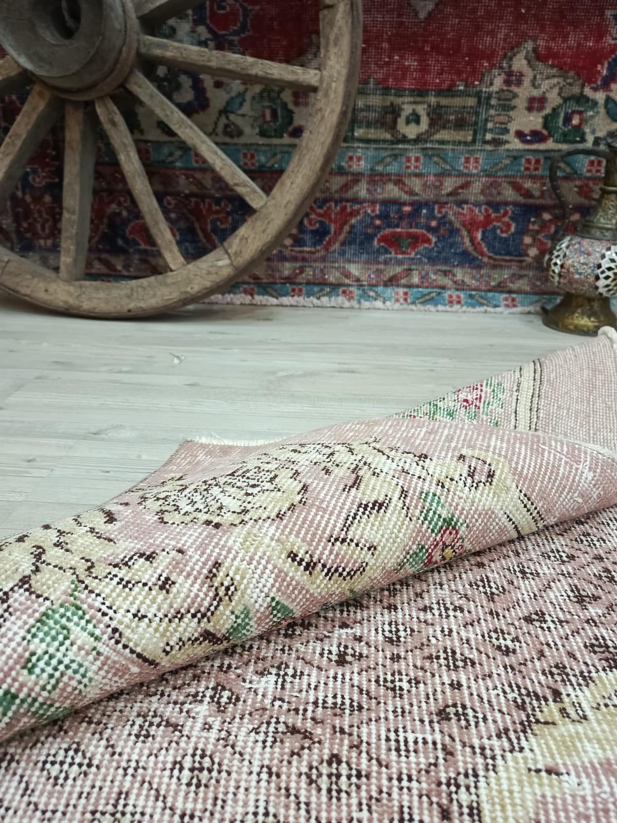 Hand-Woven Vintage Natural Wool Rug — detail view 3, handmade vintage rug