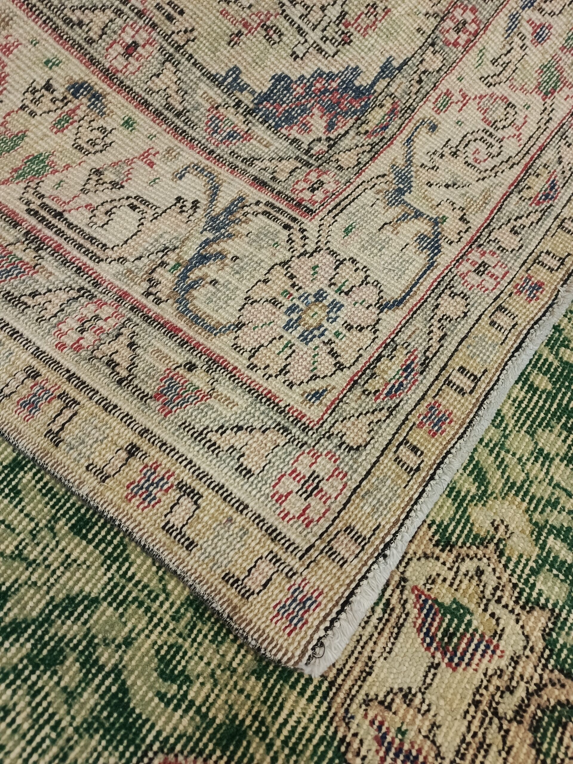 Distressed Natural Wool Handwoven Rug — detail view 2, vintage vintage rug