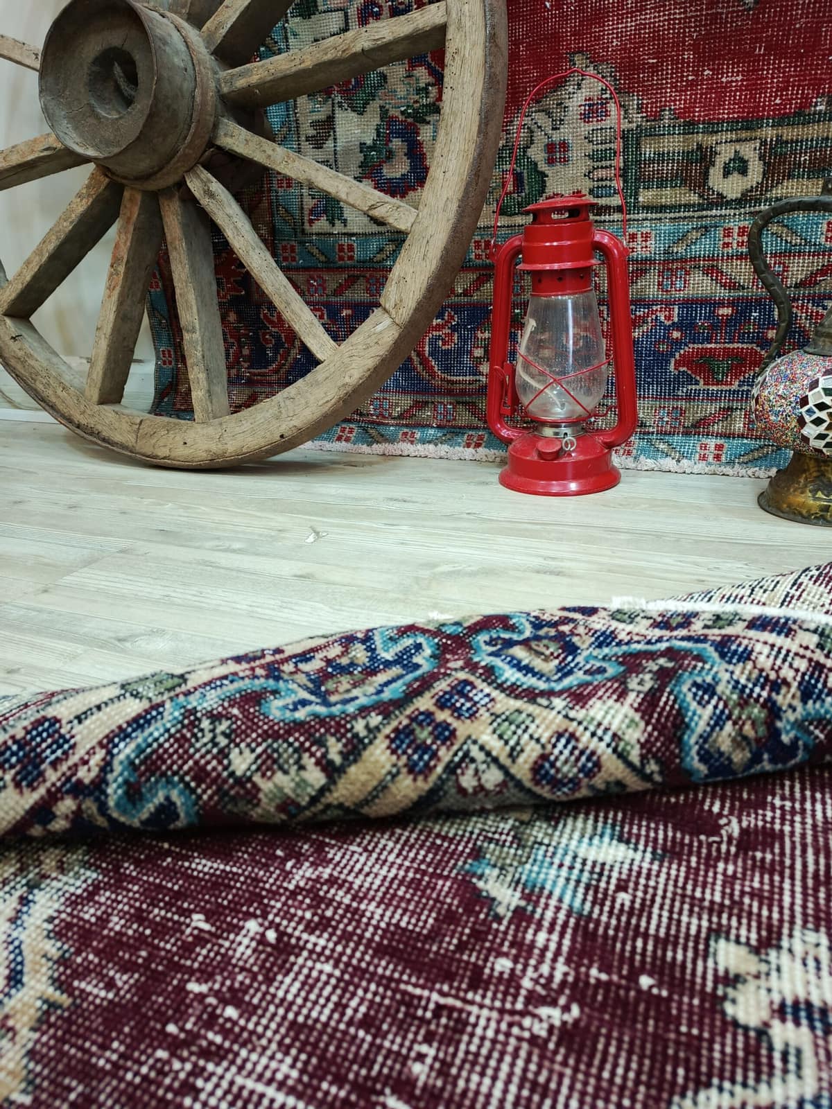 Distressed Vintage Hand-Woven Rug — detail view 3, handmade vintage rug