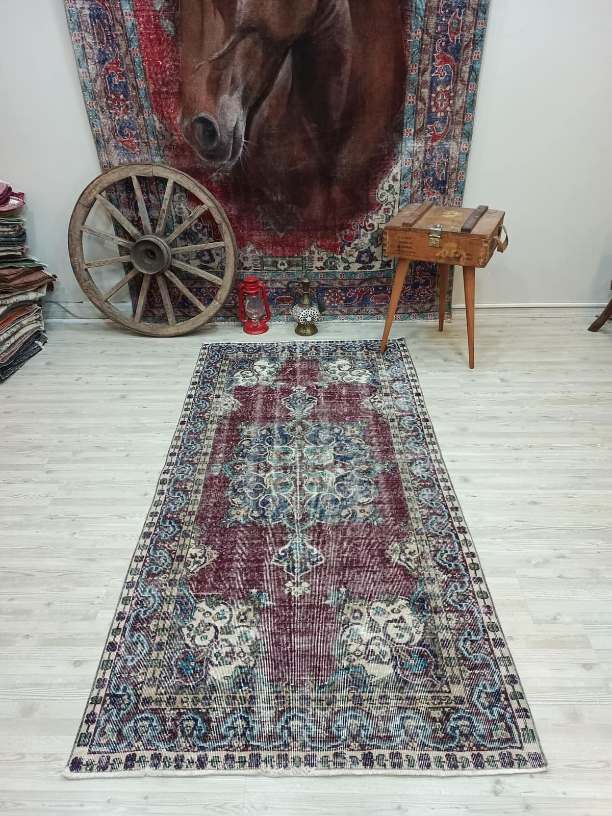 Distressed Vintage Hand-Woven Rug — detail view 5, handmade vintage rug