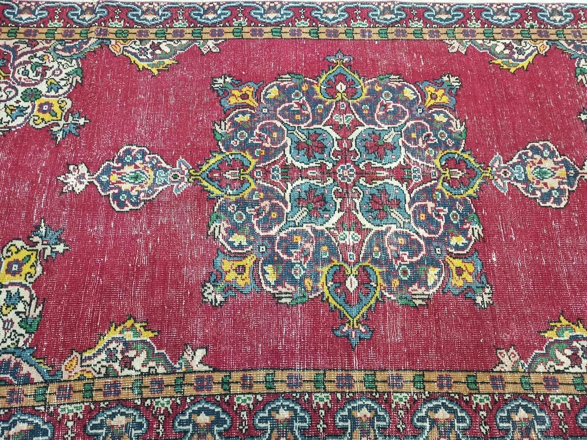 Vintage Distressed Wool Rug — detail view 2, handmade vintage rug